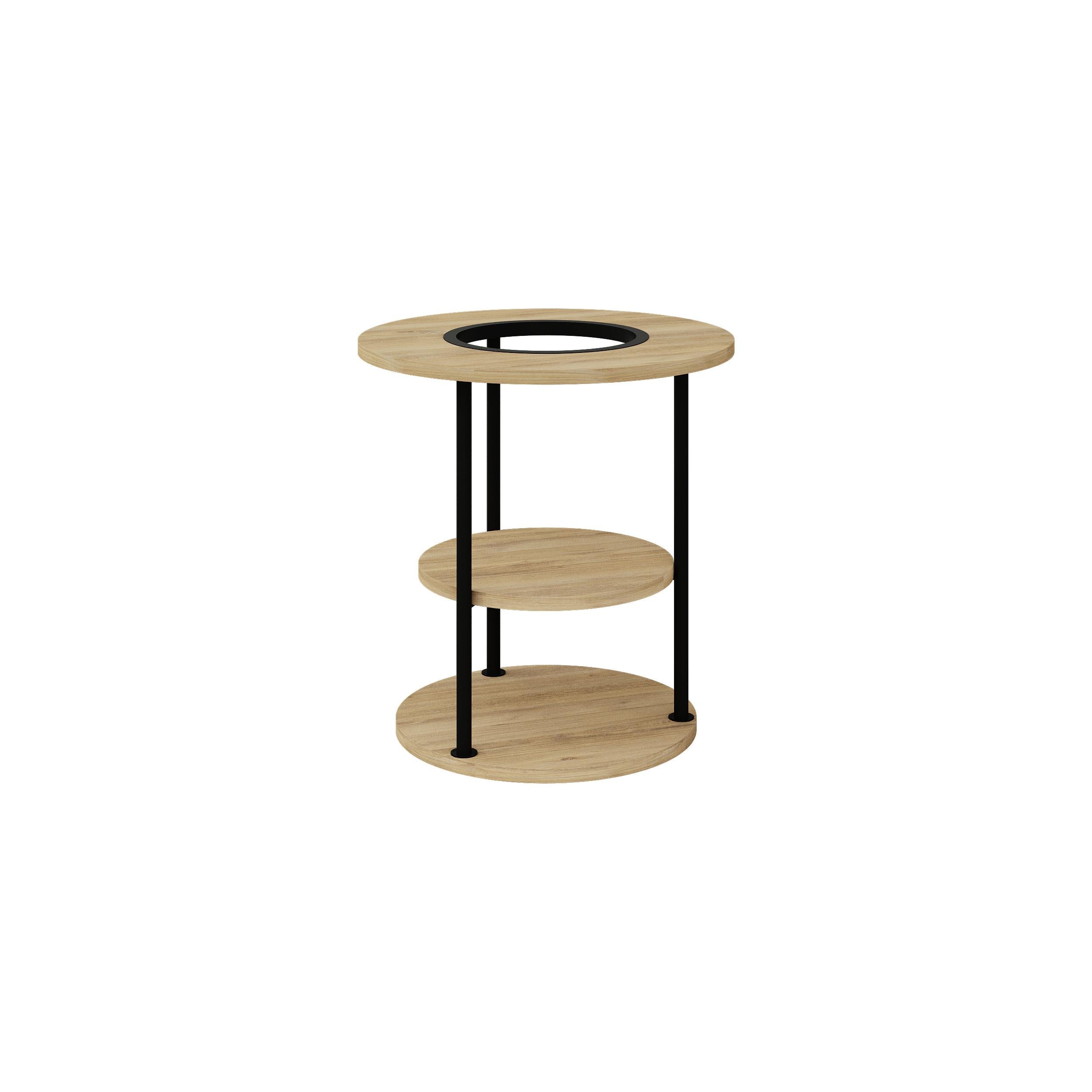 Table d'appoint ronde Grova avec étagère
