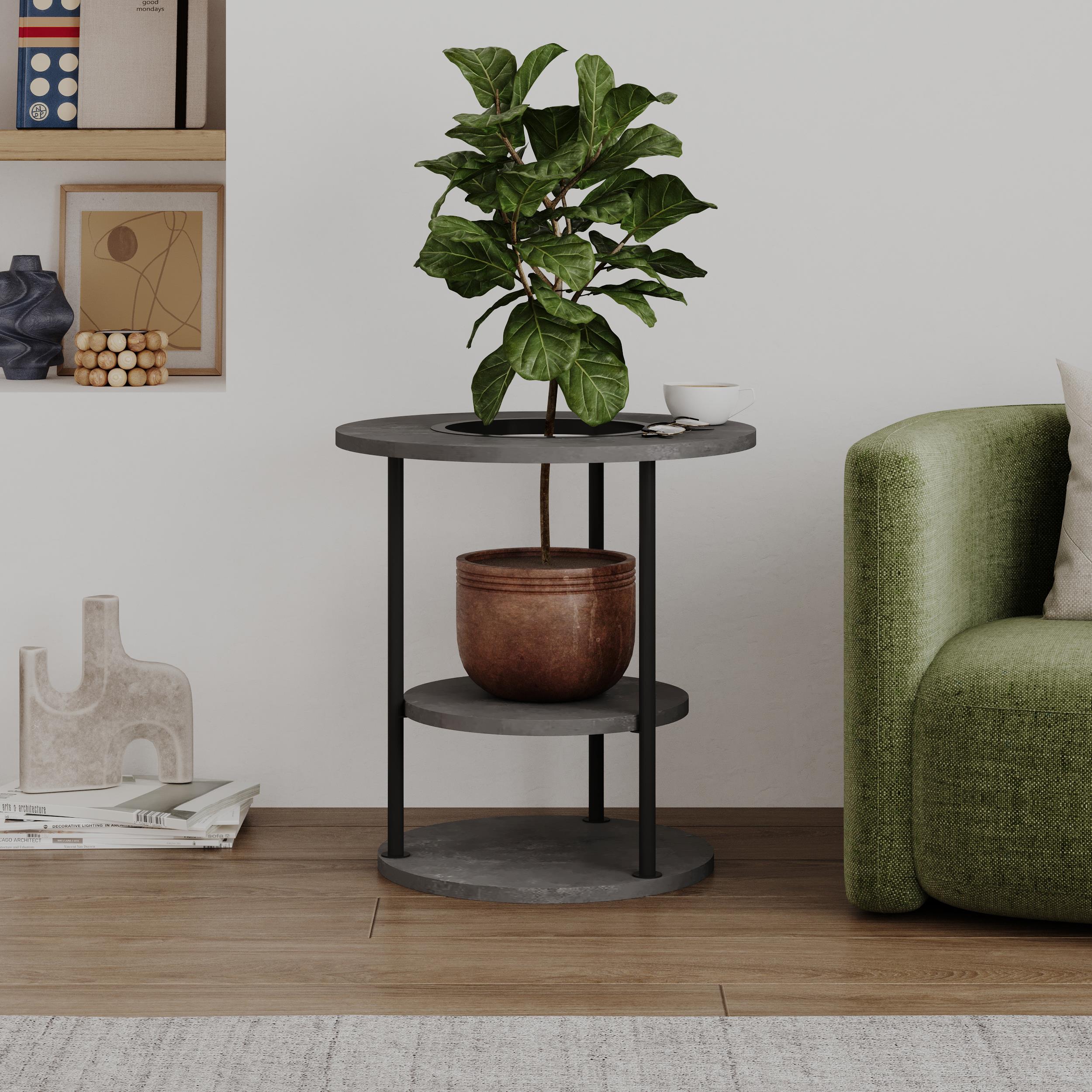 Table d'appoint ronde Grova avec étagère