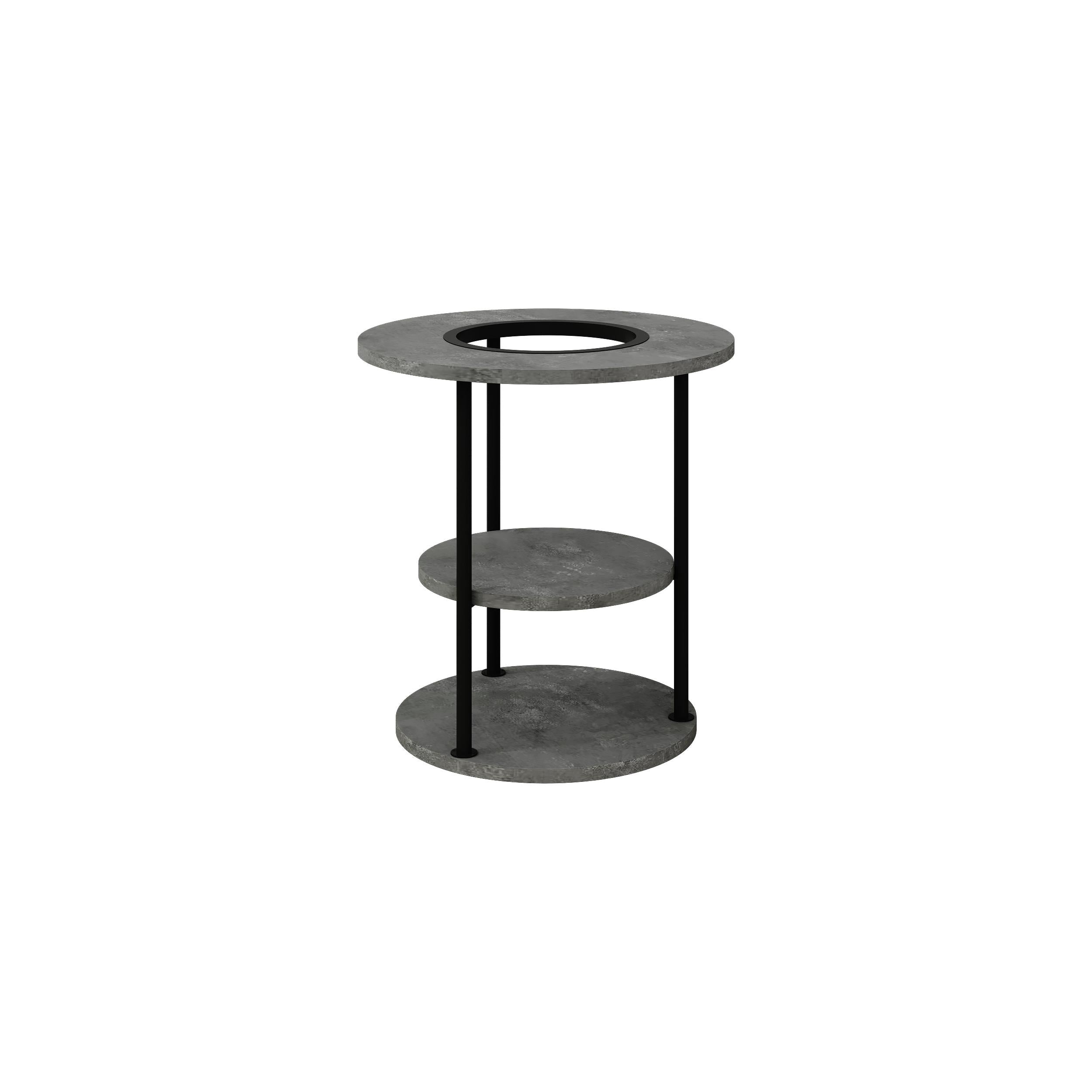 Table d'appoint ronde Grova avec étagère