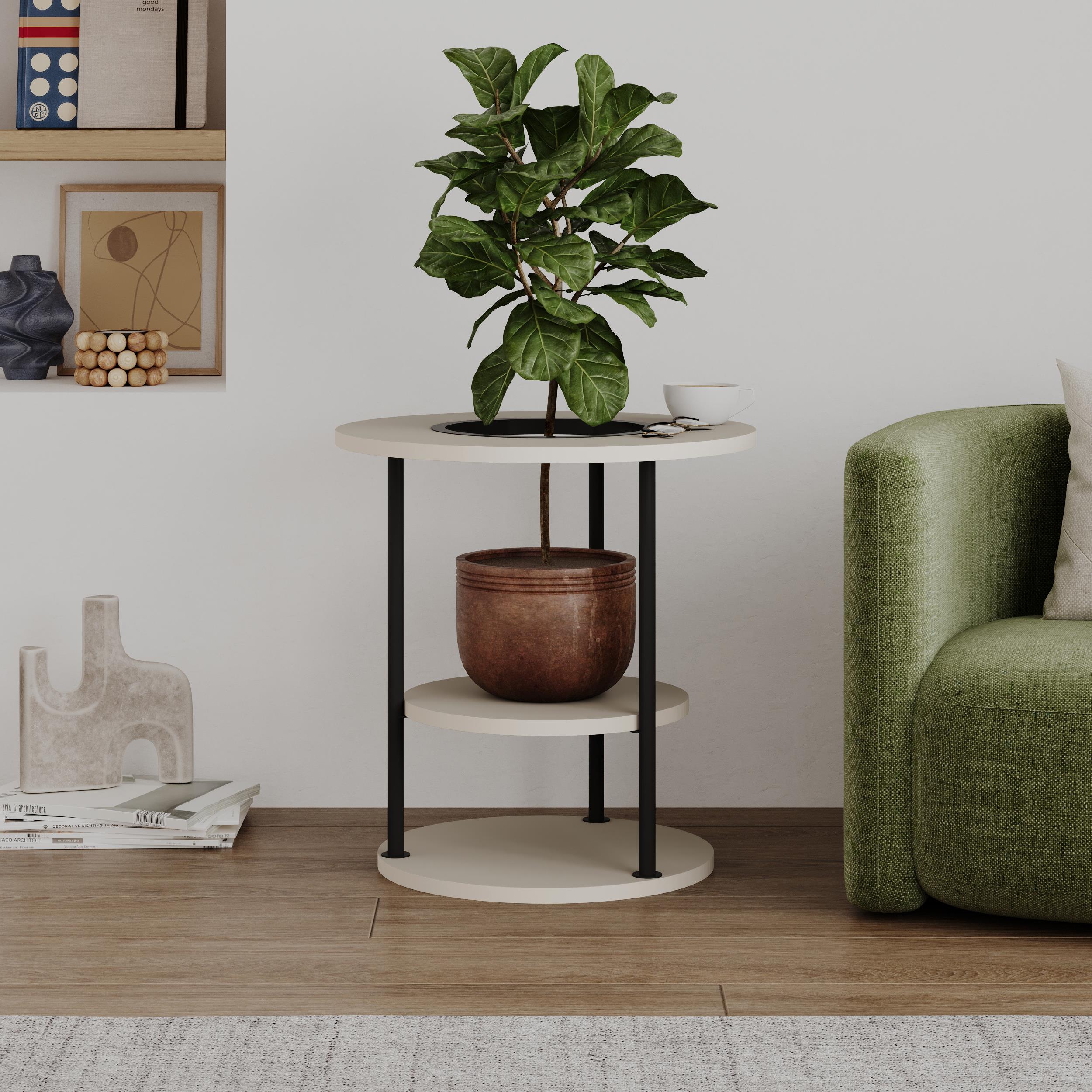 Table d'appoint ronde Grova avec étagère