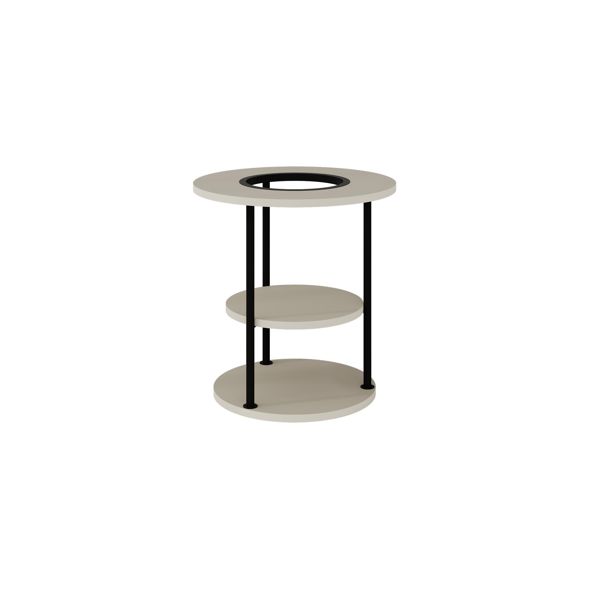 Table d'appoint ronde Grova avec étagère