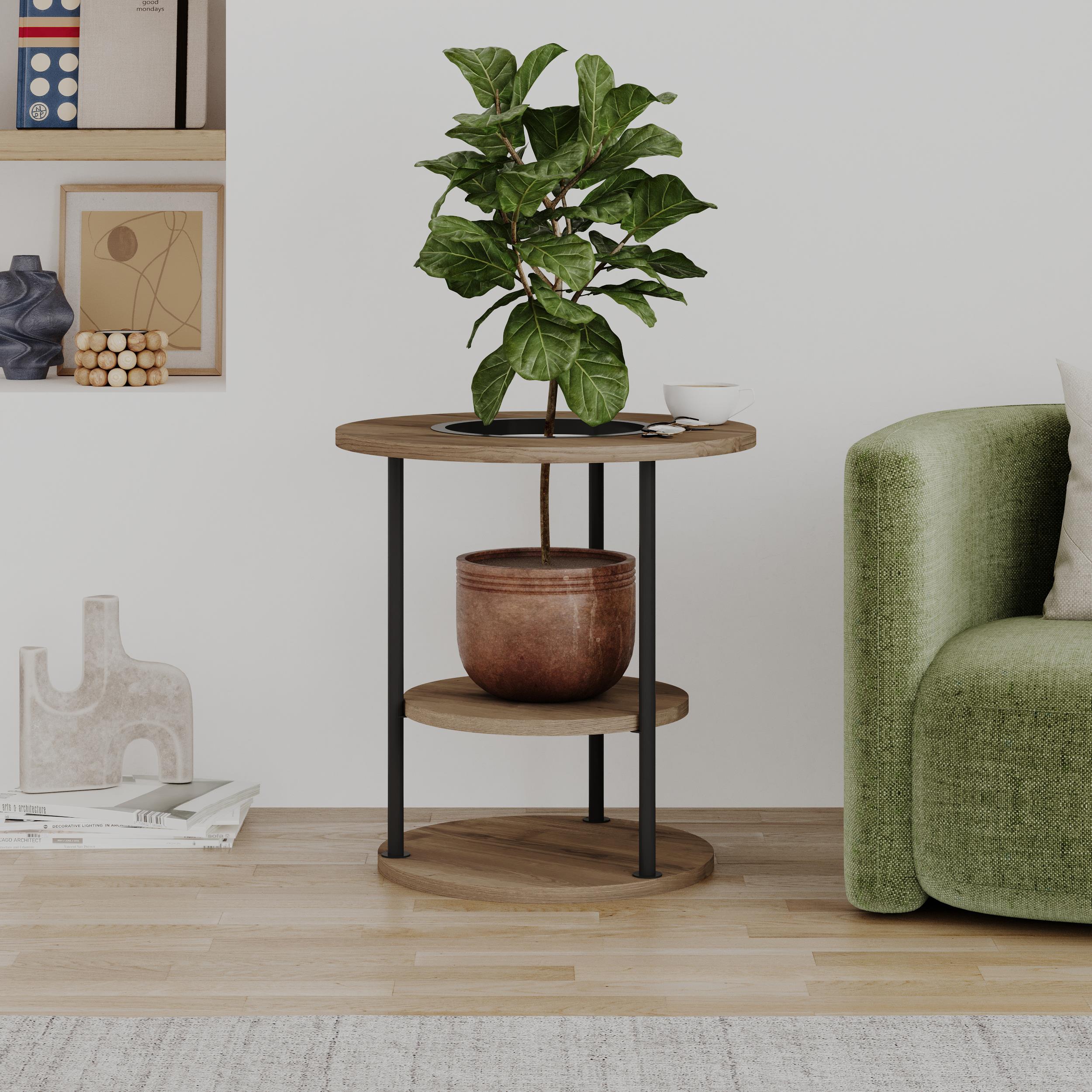 Table d'appoint ronde Grova avec étagère