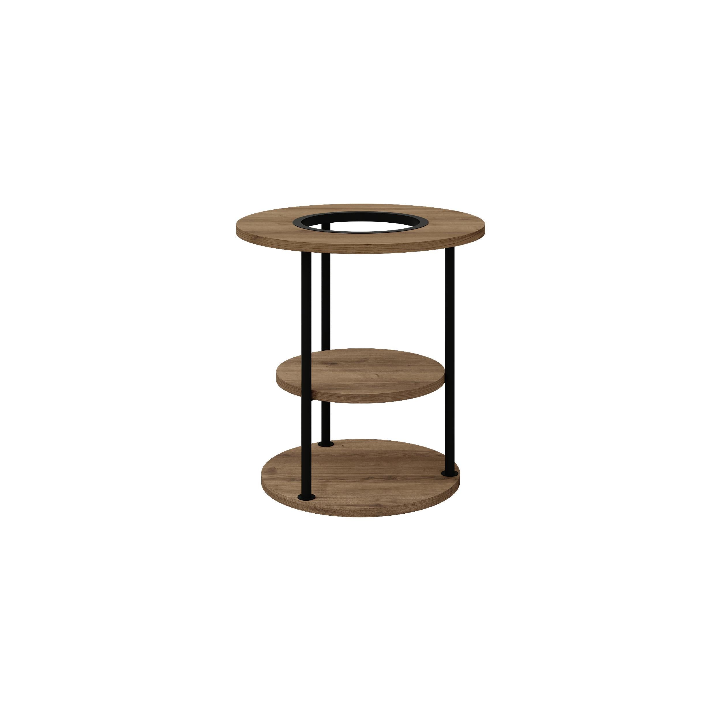 Table d'appoint ronde Grova avec étagère