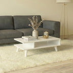 Decortieliving - Titus Modern Coffee Table Open Storage Shelf White 80 x 45 x 32.4 cm