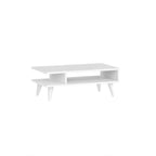 Decortieliving - Titus Modern Coffee Table Open Storage Shelf White 80 x 45 x 32.4 cm