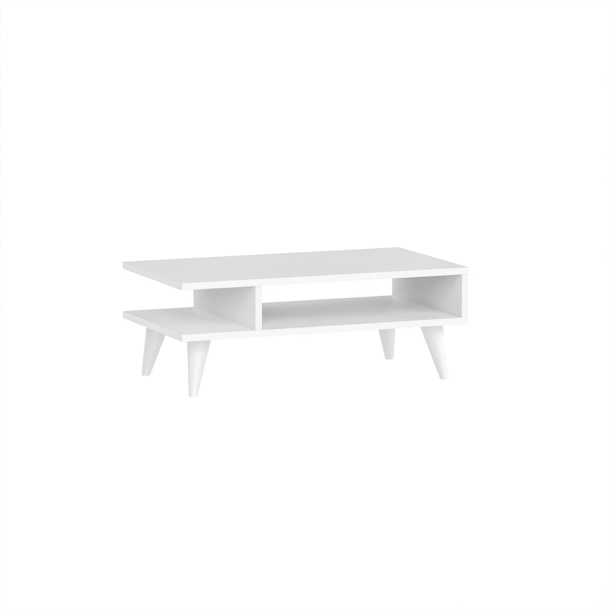 Decortieliving - Titus Modern Coffee Table Open Storage Shelf White 80 x 45 x 32.4 cm