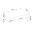 Decortieliving - Titus Modern Coffee Table Open Storage Shelf White 80 x 45 x 32.4 cm