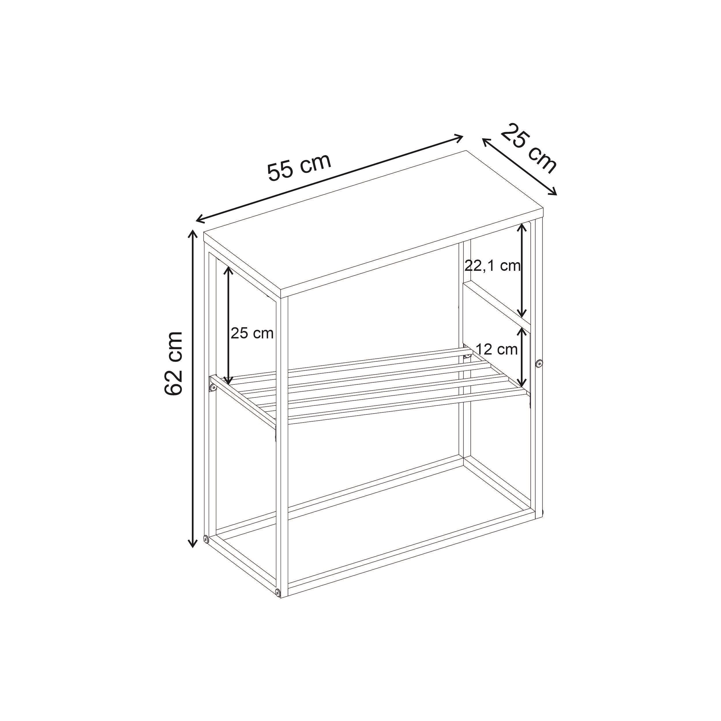 Table d'appoint moderne Tenol avec étagère métallique inclinée
