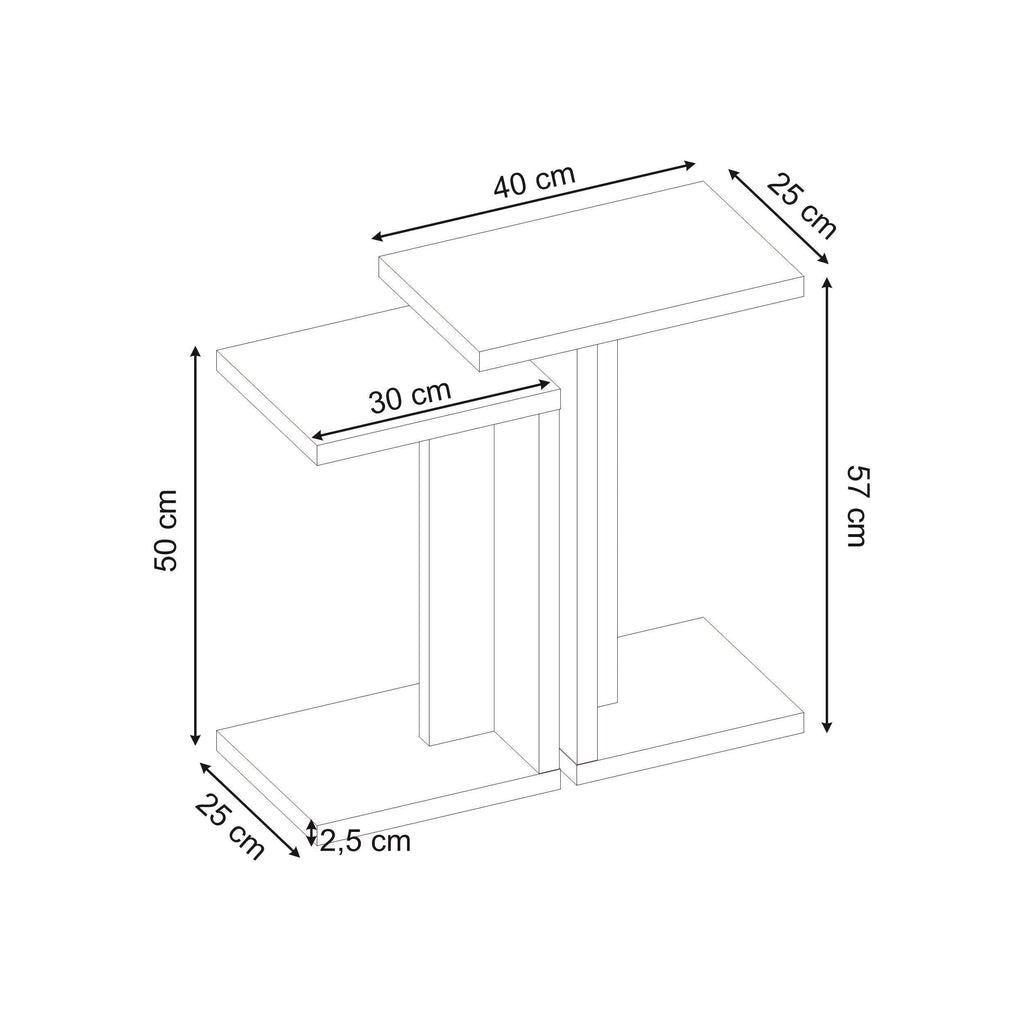 Decortieliving - Nero C-Shaped 2-Part Side Table Set