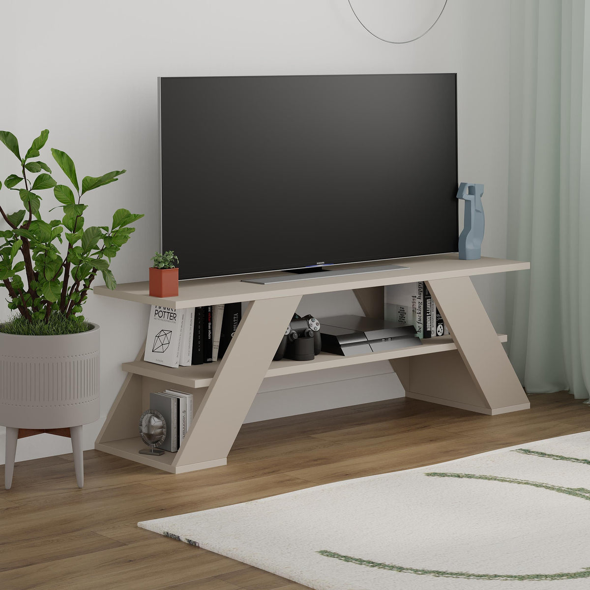 Decortieliving - Farfalla Modern TV Stand Multimedia Centre TV Unit With Shelves 120cm