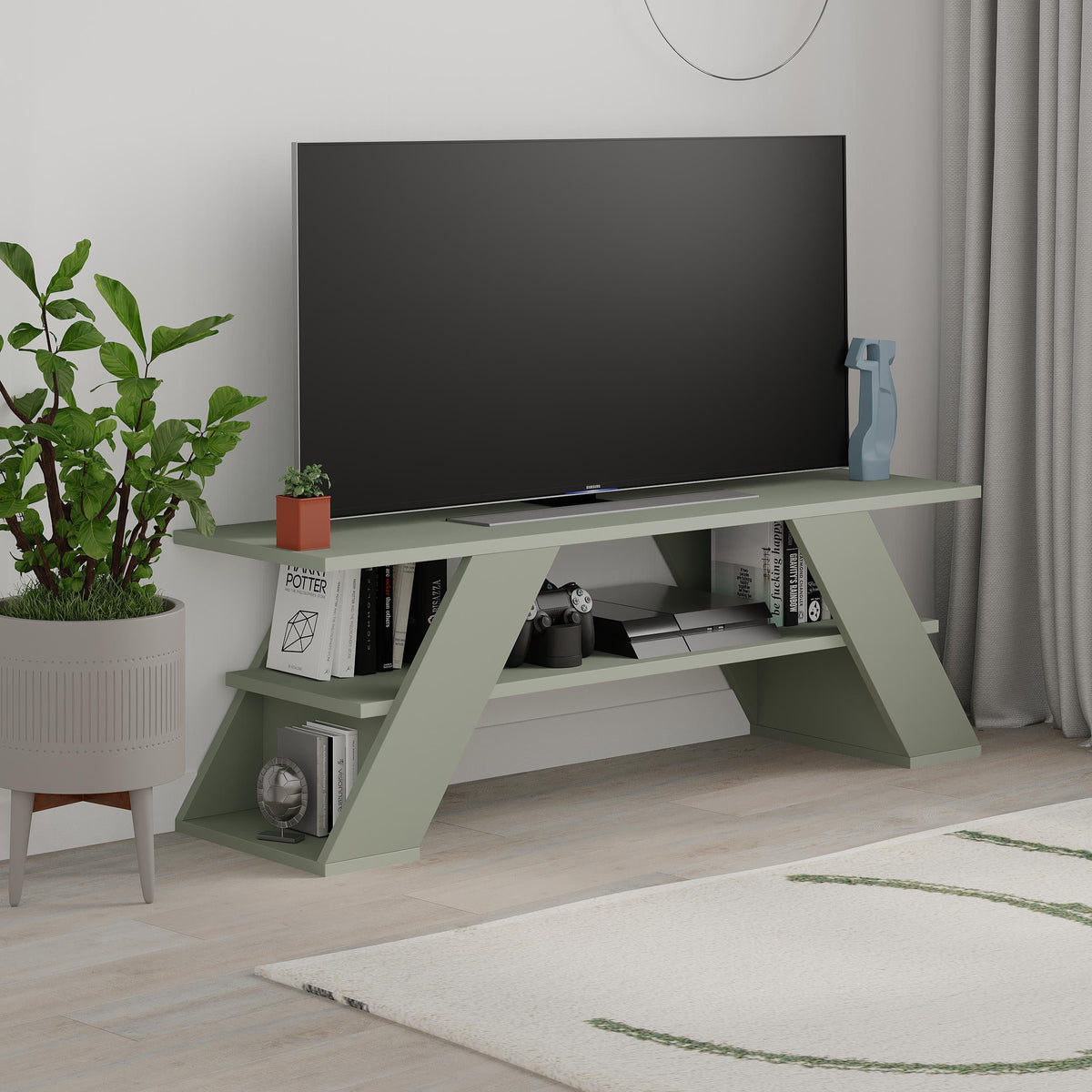 Decortieliving - Farfalla Modern TV Stand Multimedia Centre TV Unit With Shelves 120cm