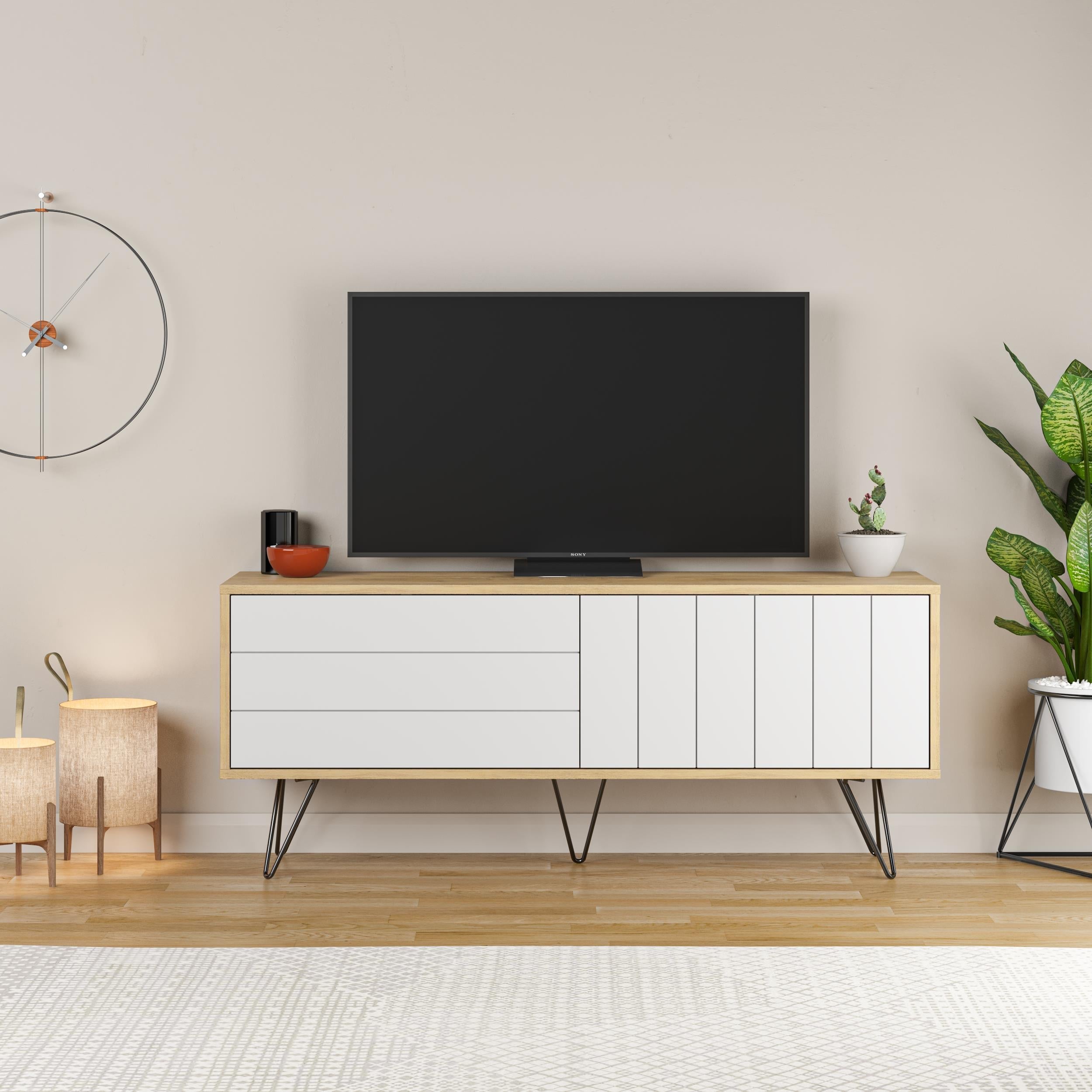 Decortieliving - Picadilly Modern TV Stand Multimedia Centre With Storage Cabinet 139cm