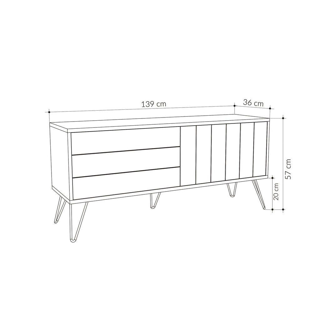 Decortieliving - Picadilly Modern TV Stand Multimedia Centre With Storage Cabinet 139cm