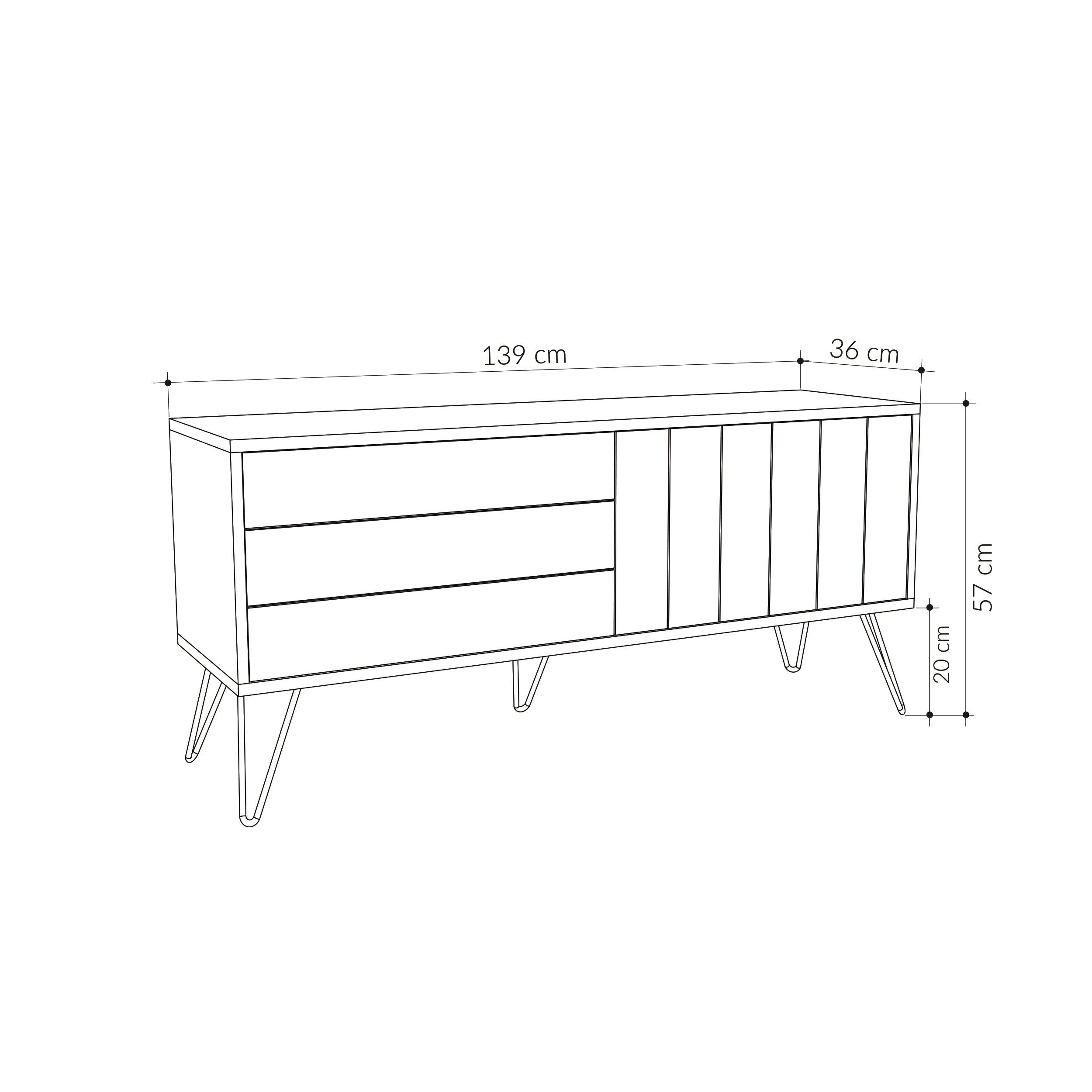 Decortieliving - Picadilly Modern TV Stand Multimedia Centre With Storage Cabinet 139cm