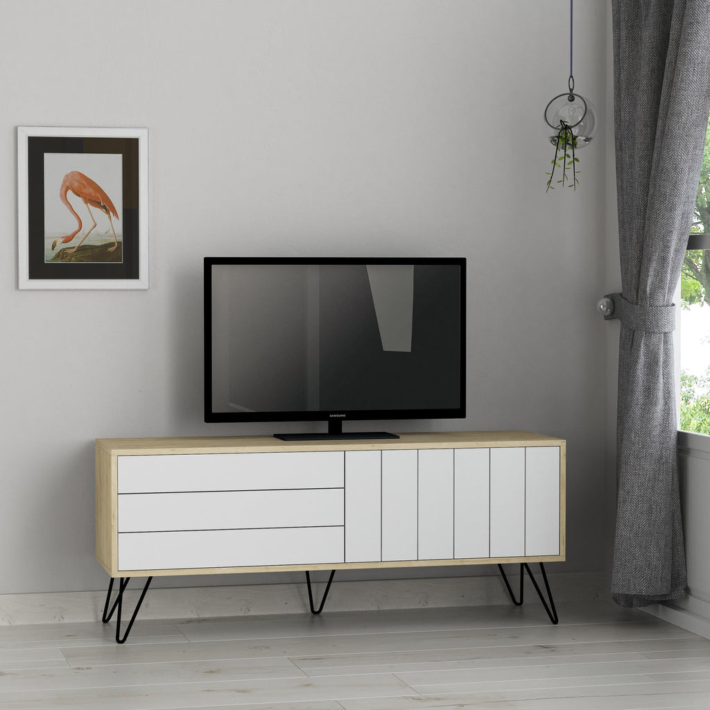 Decortieliving - Picadilly Modern TV Stand Multimedia Centre With Storage Cabinet 139cm