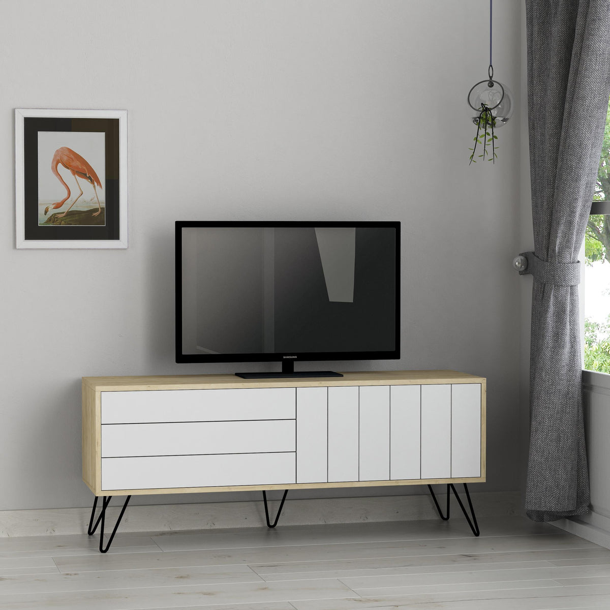 Decortieliving - Picadilly Modern TV Stand Multimedia Centre With Storage Cabinet 139cm