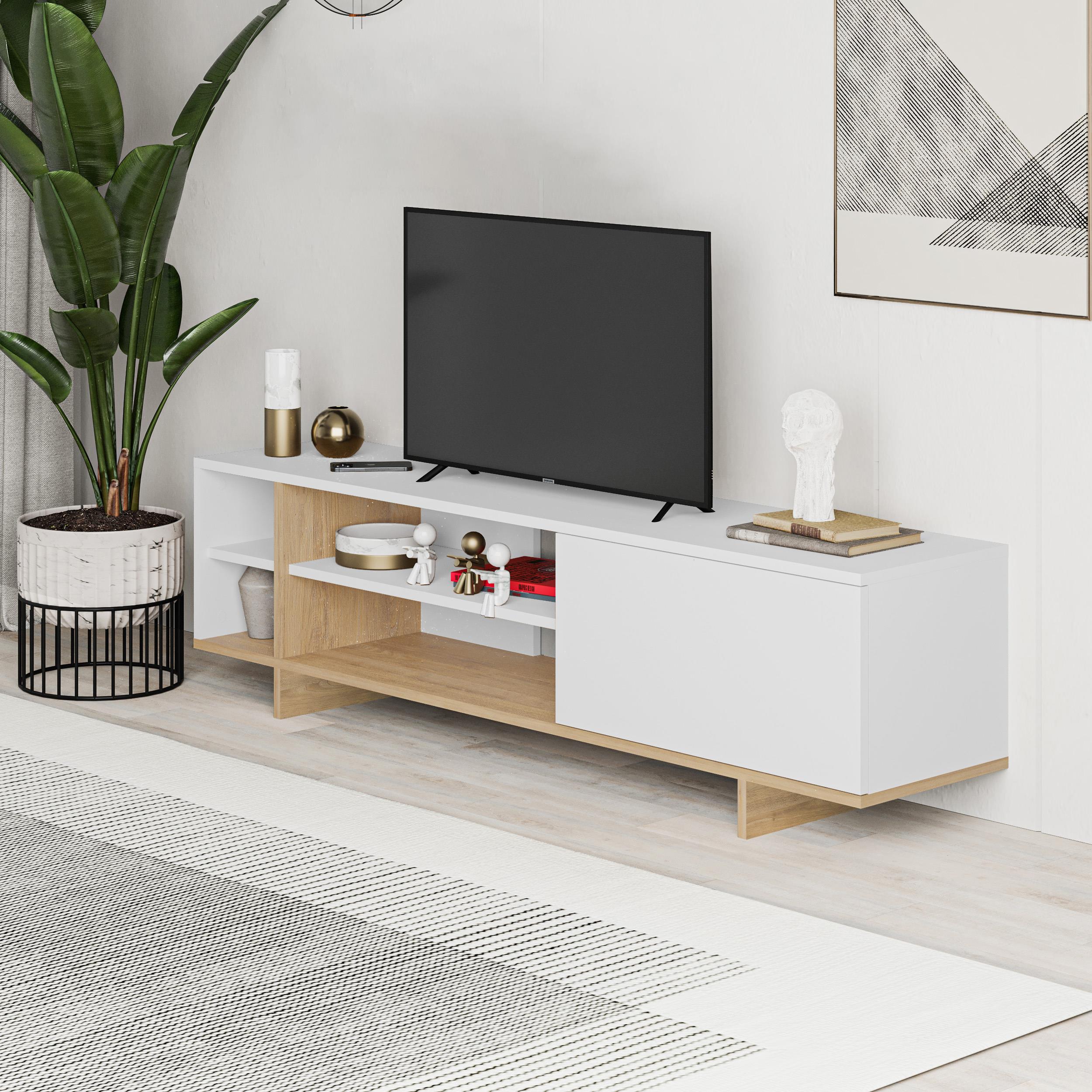 Meuble TV Stockton avec rangement et étagères