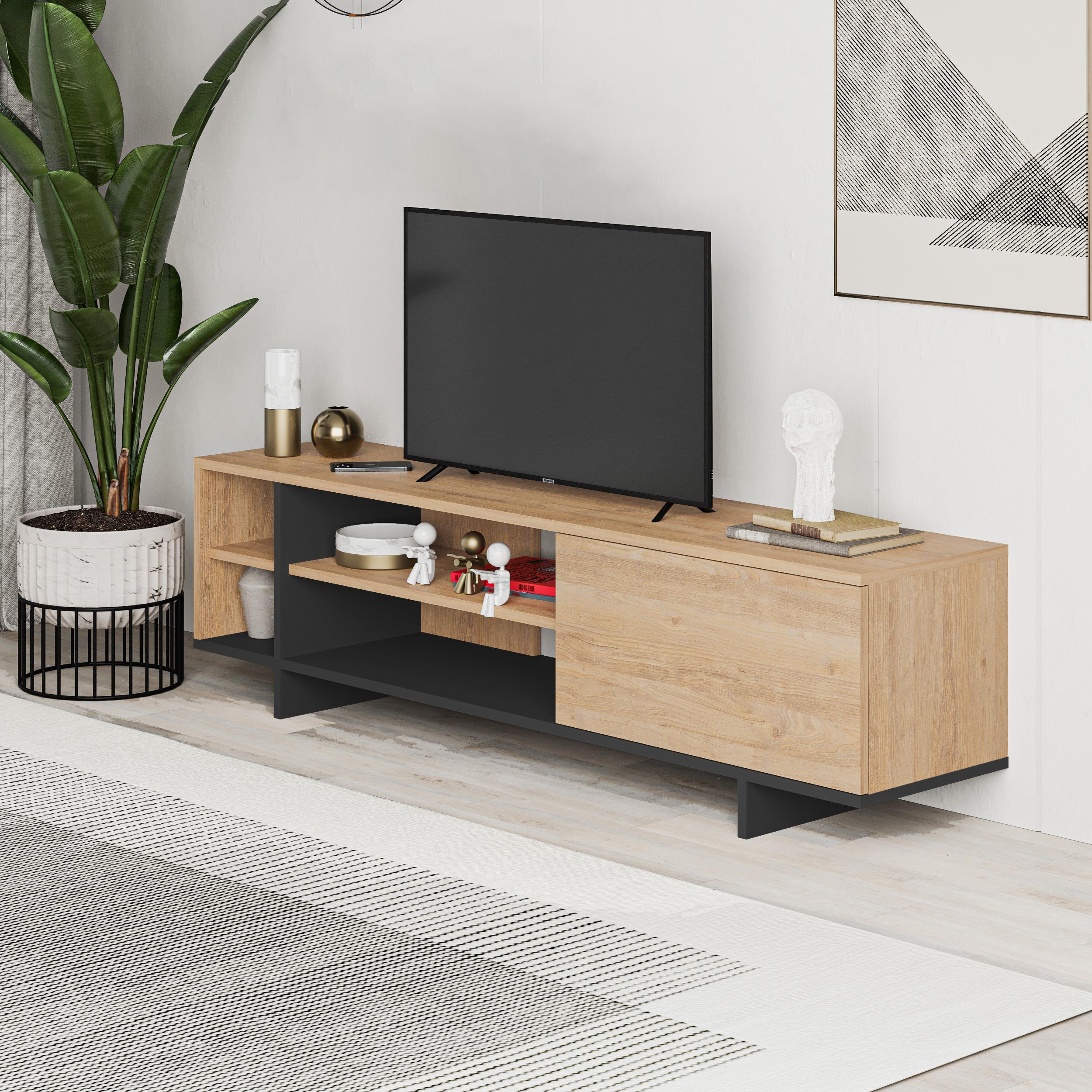 Meuble TV Stockton avec rangement et étagères