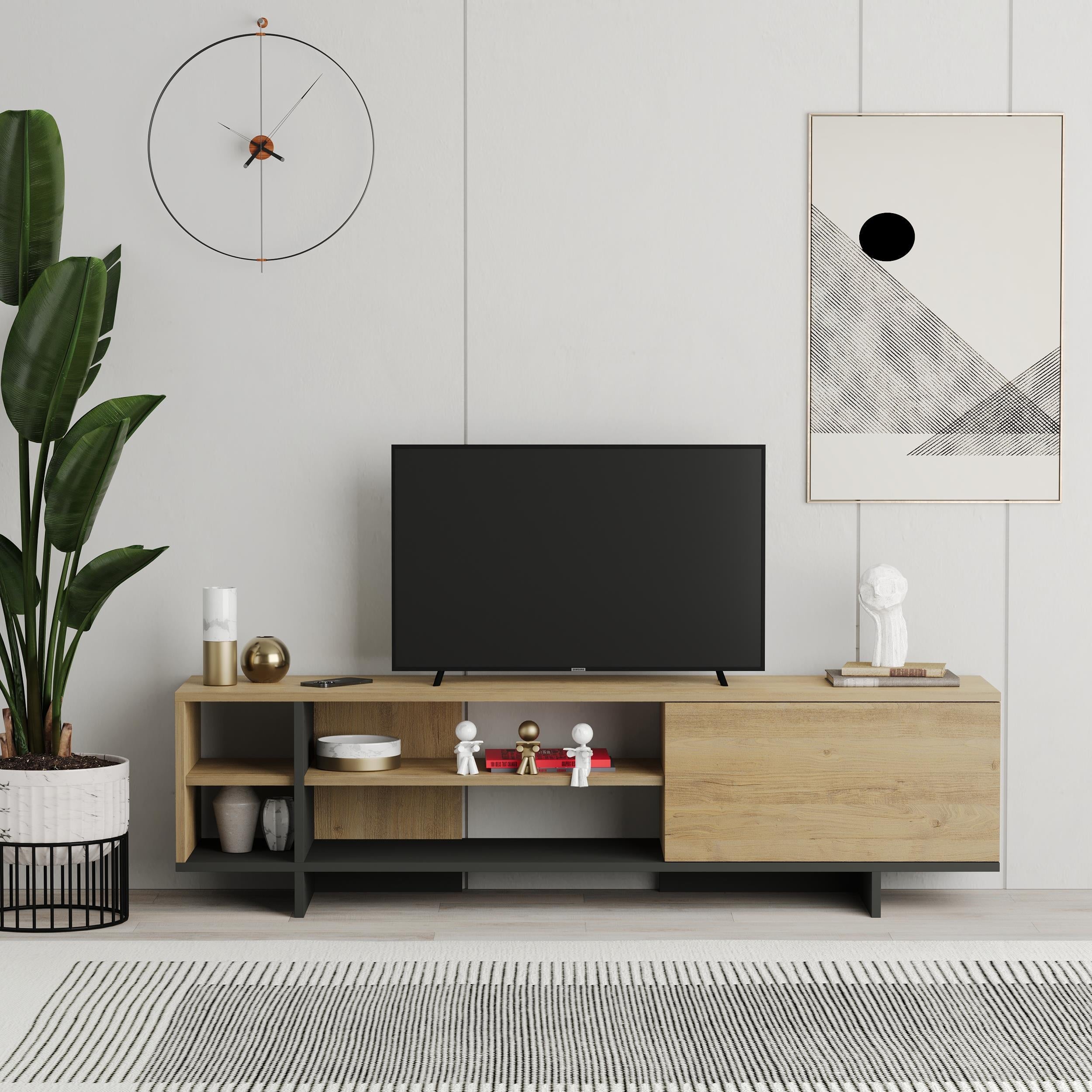 Meuble TV Stockton avec rangement et étagères