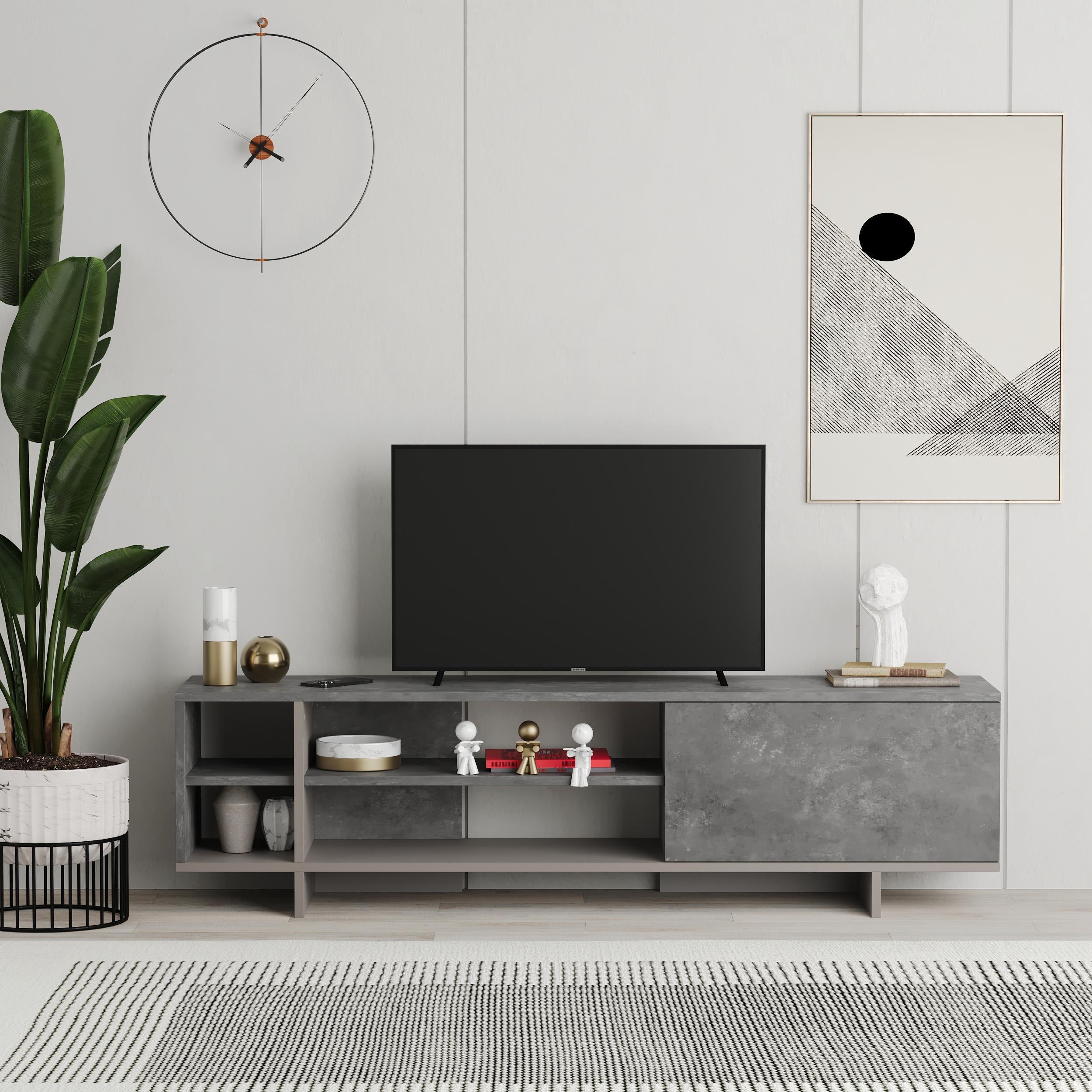 Meuble TV Stockton avec rangement et étagères