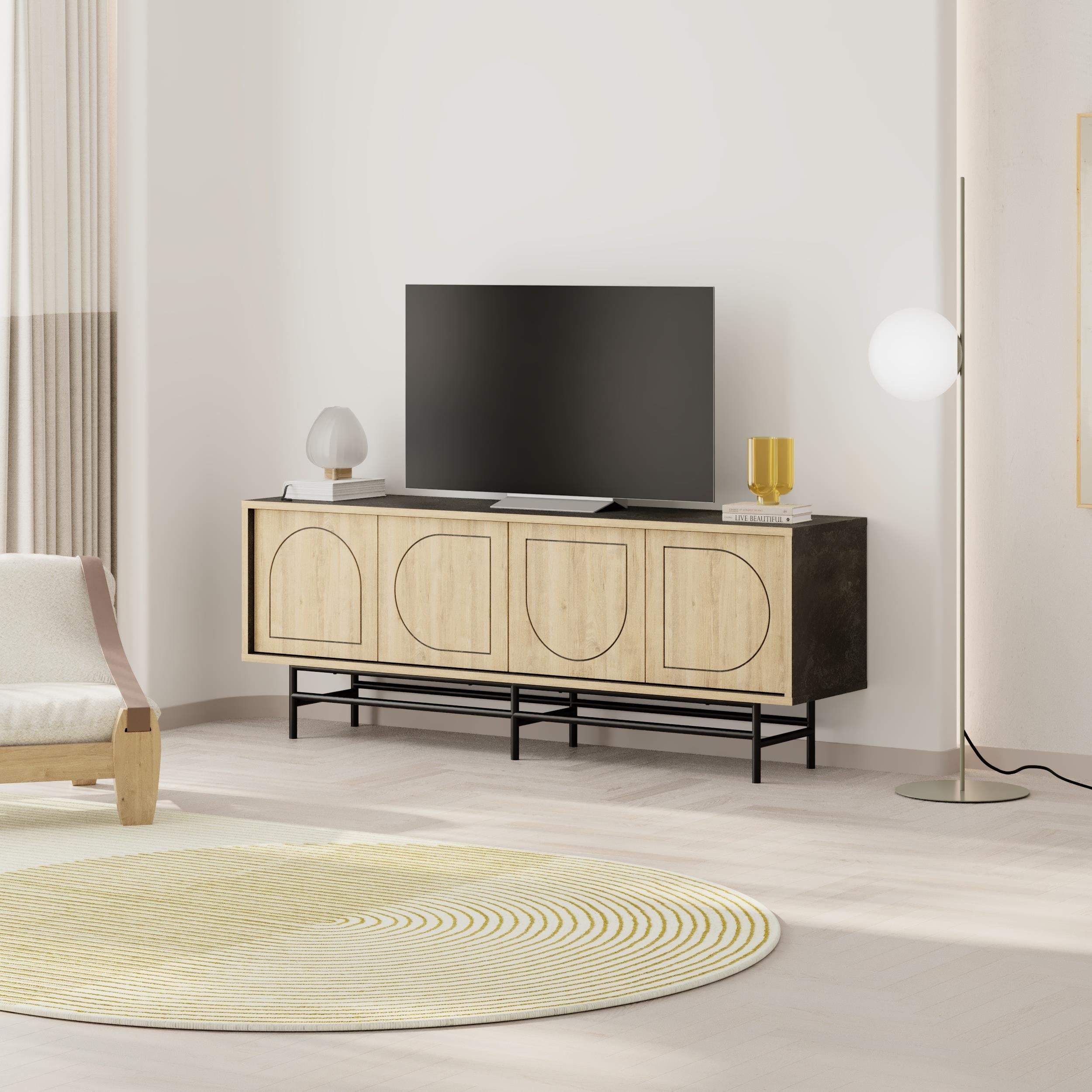 Meuble TV Joji Chêne & Effet Mousse 149 cm