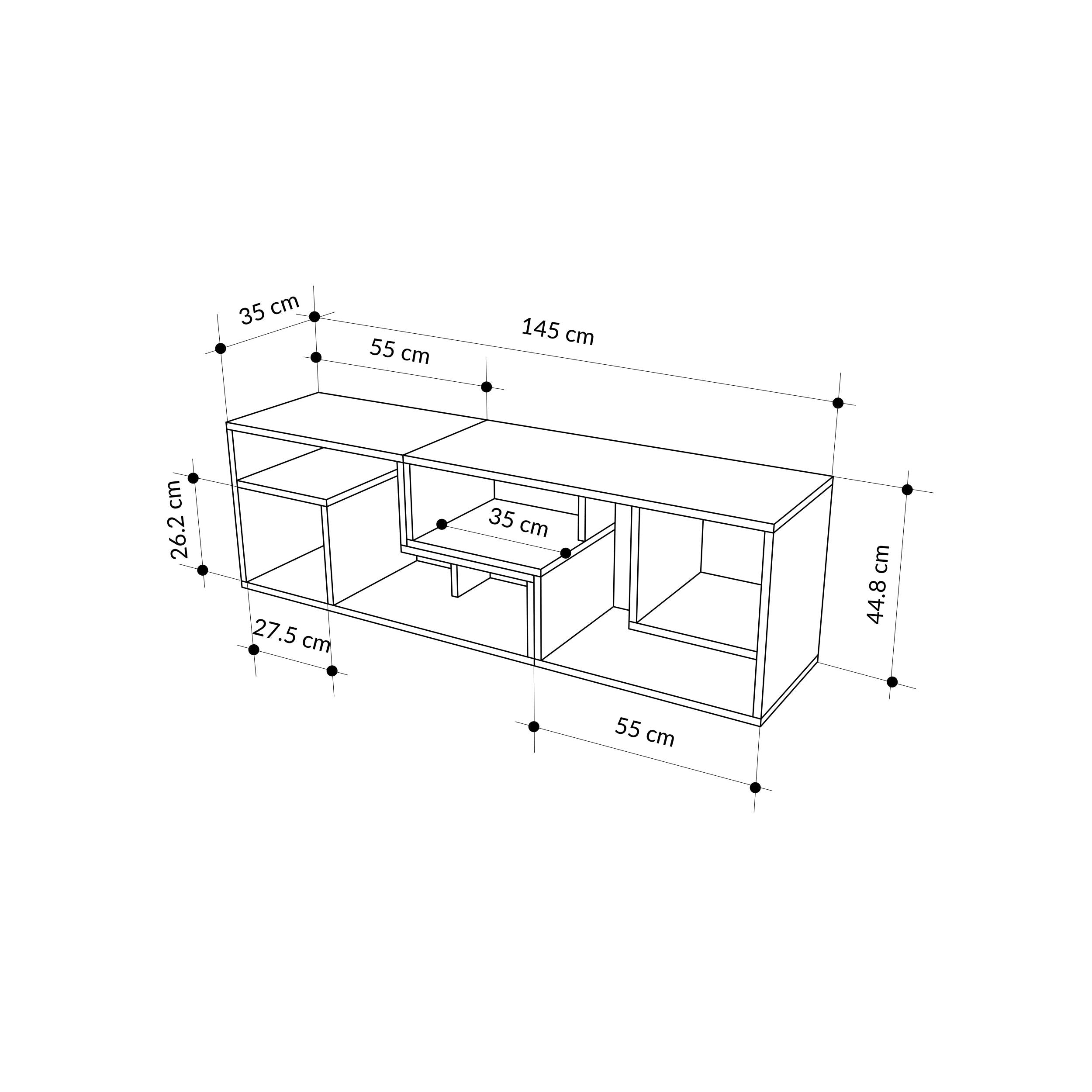 Meuble TV d'angle Glis – Meuble TV moderne avec étagères réglables