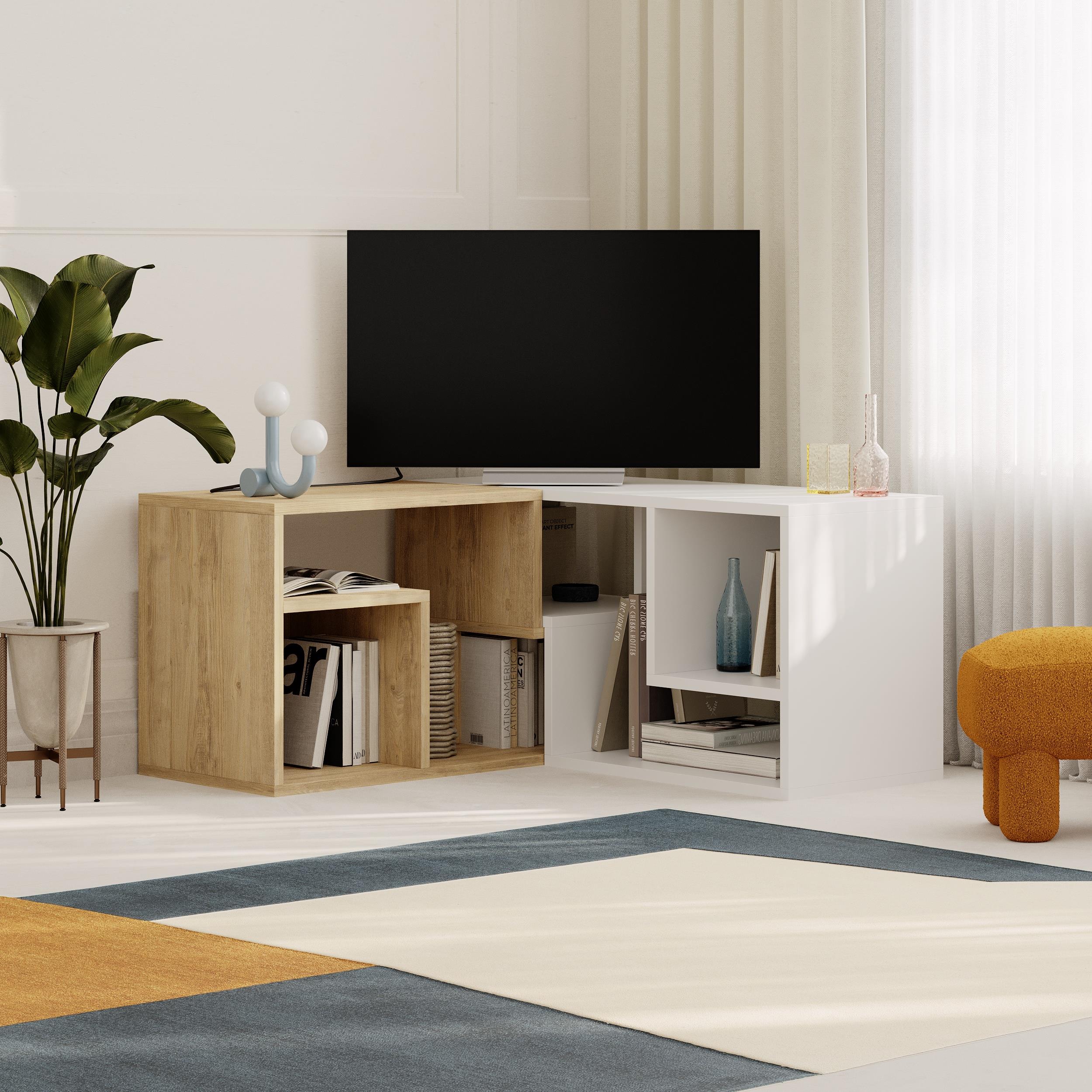 Meuble TV d'angle Glis – Meuble TV moderne avec étagères réglables