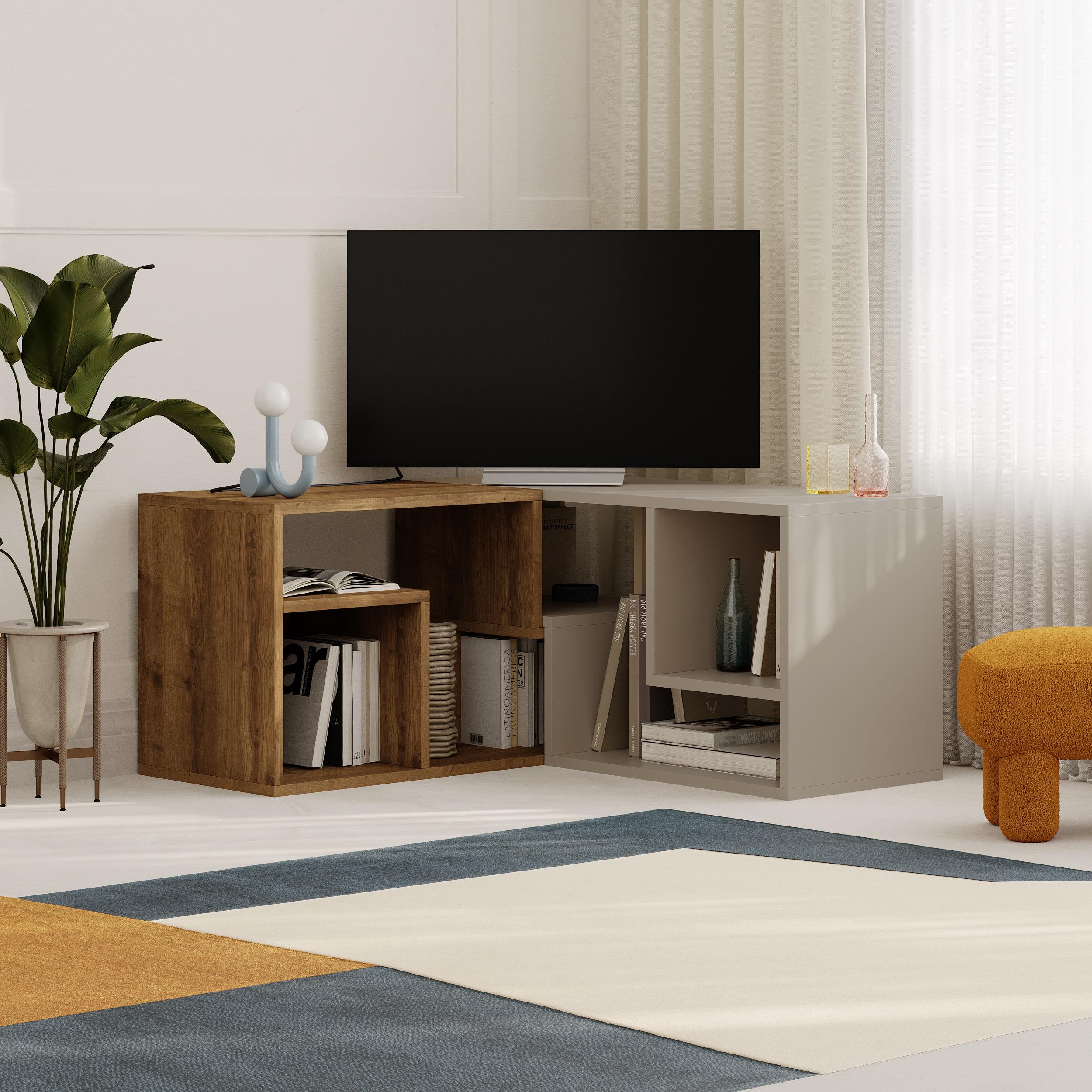 Meuble TV d'angle Glis – Meuble TV moderne avec étagères réglables