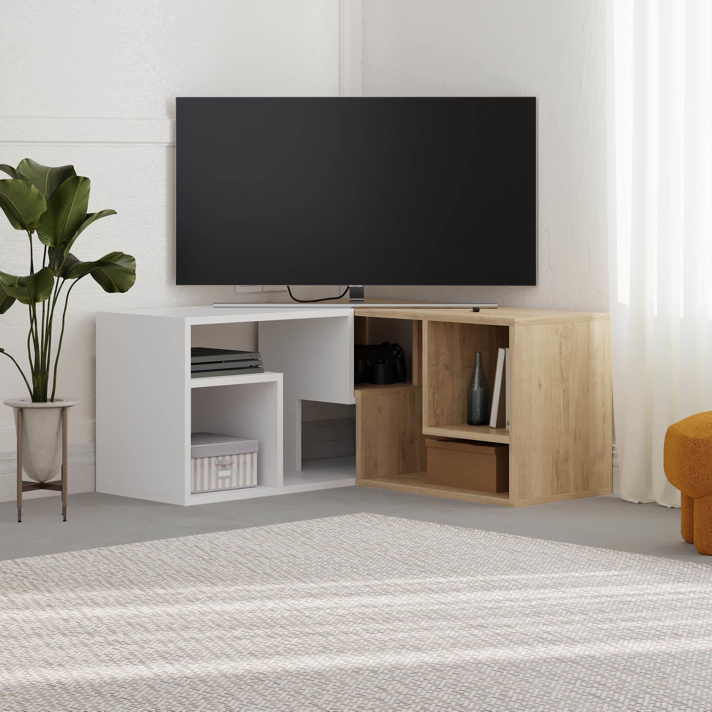 Meuble TV d'angle Glis – Meuble TV moderne avec étagères réglables