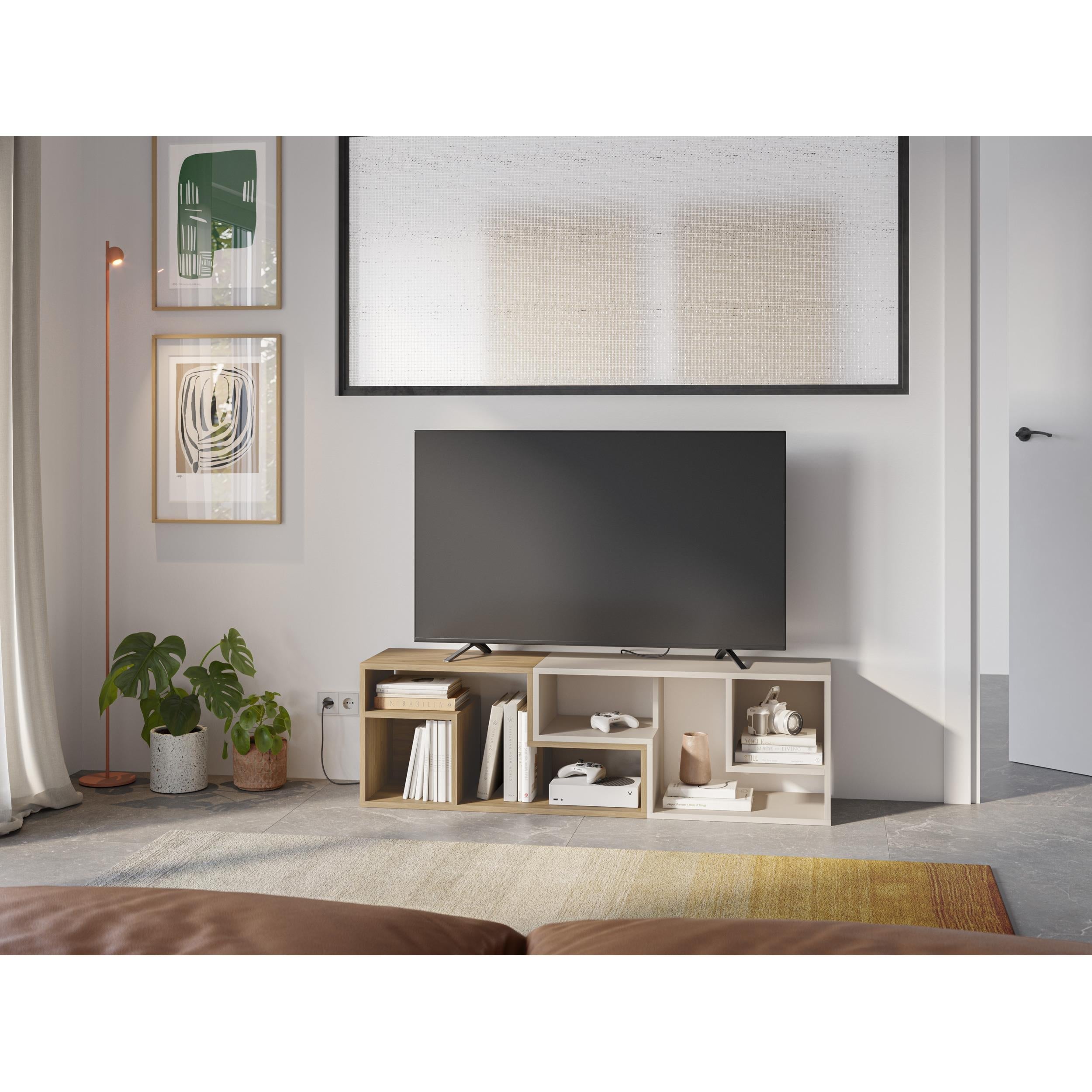 Meuble TV d'angle Glis – Meuble TV moderne avec étagères réglables