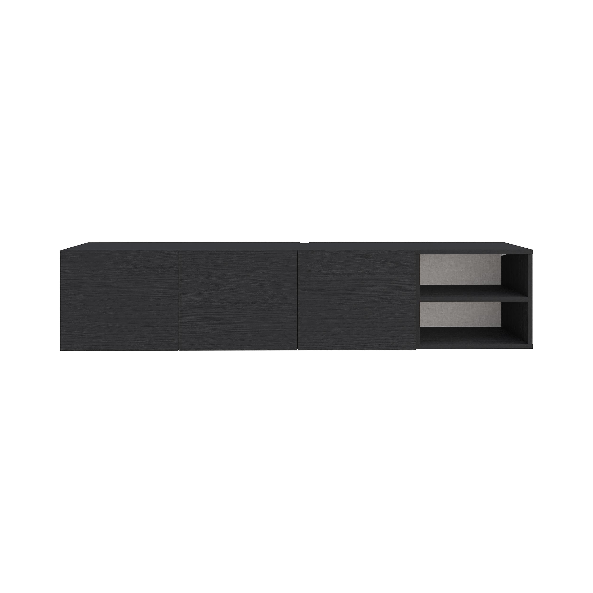 Meuble TV Conrad – 180 cm – 3 portes à fermeture amortie, centre de divertissement mural