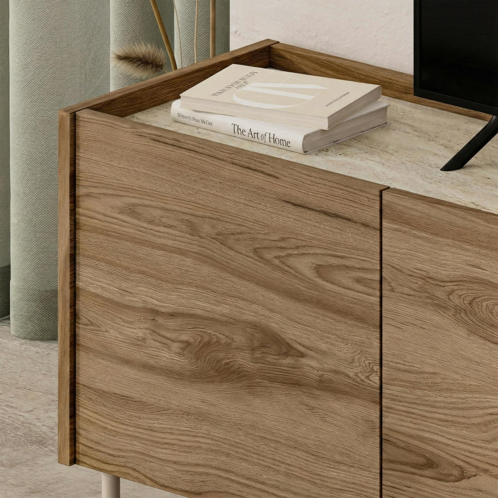 Decortieliving - Norm TV Unit 3 Doors Natural Oak-Sandstone 140 cm