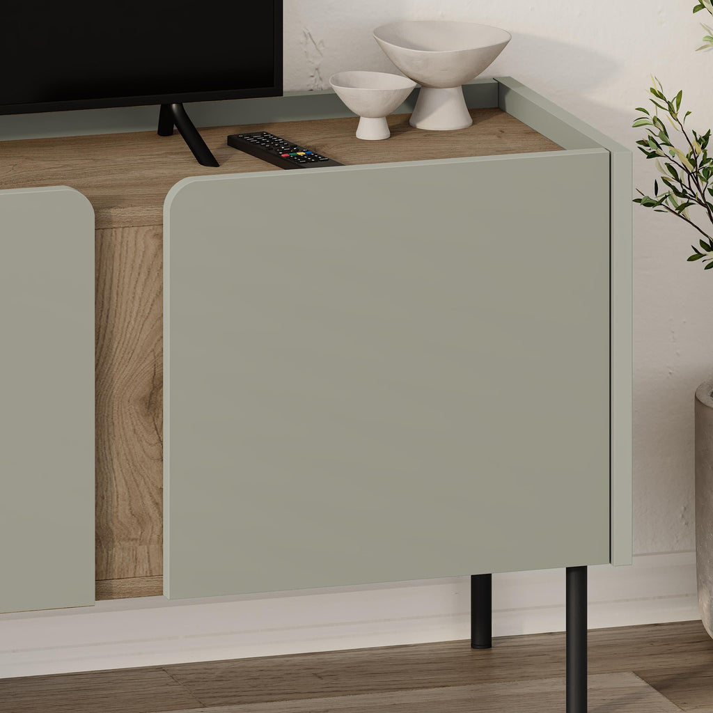 Decortieliving - Norm TV Unit 3 Doors Natural Oak-Sandstone 140 cm