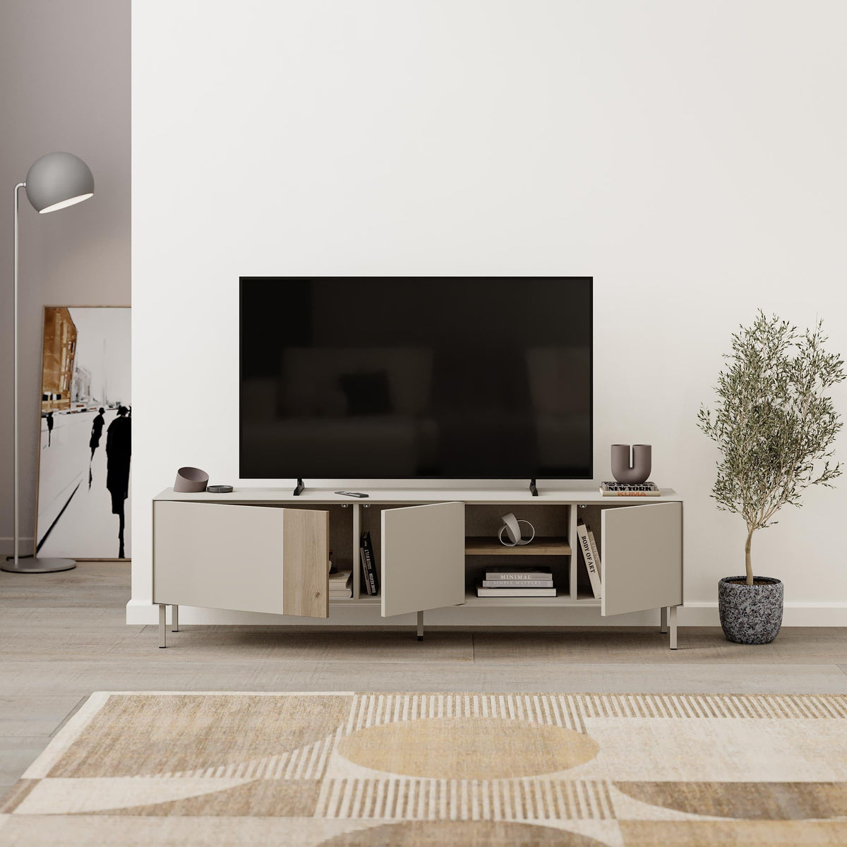 Decortieliving - Vena Tv Unit 3 Doors-Open Shelves 180 cm