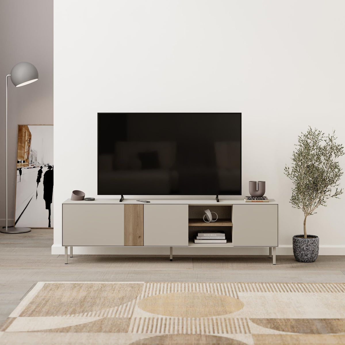 Decortieliving - Vena Tv Unit 3 Doors-Open Shelves 180 cm