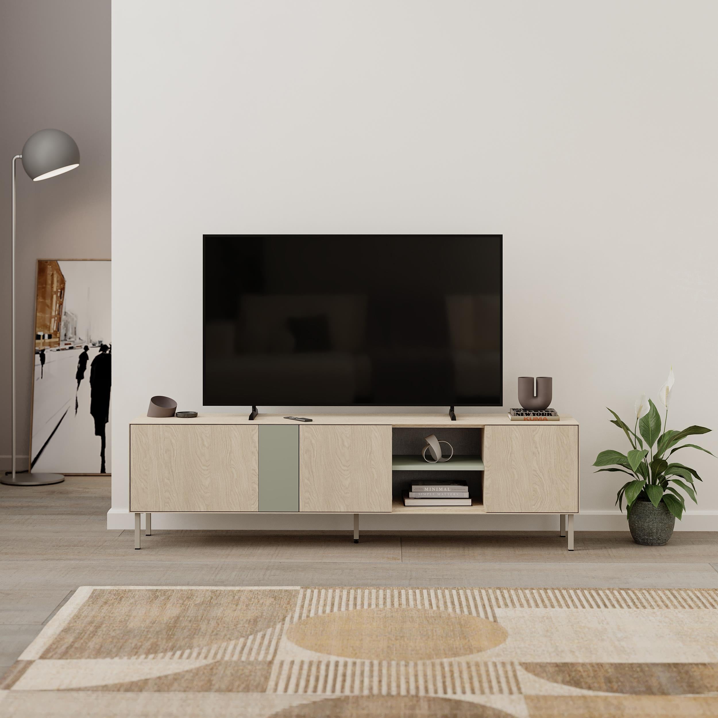 Decortieliving - Vena Tv Unit 3 Doors-Open Shelves 180 cm