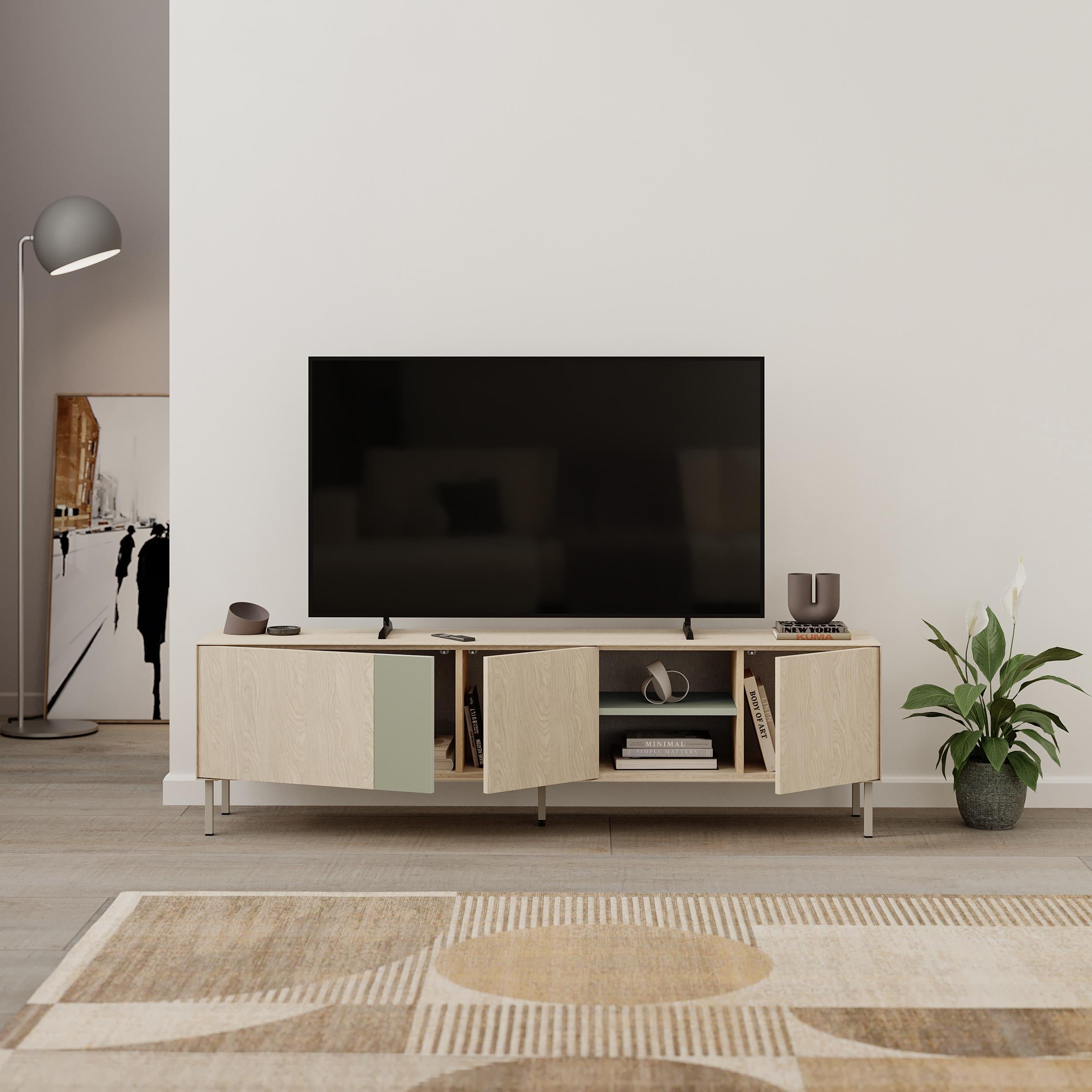 Decortieliving - Vena Tv Unit 3 Doors-Open Shelves 180 cm