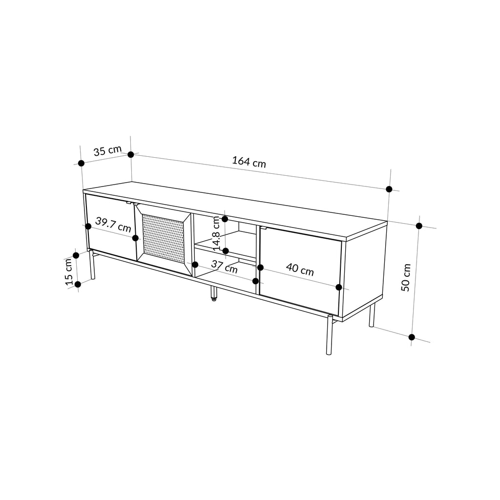 Decortieliving - Inca Modern TV Stand with Laser-Cut Door Sonoma Oak 164 cm