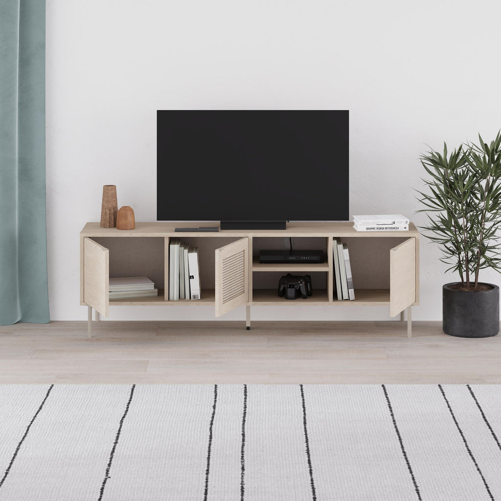 Decortieliving - Inca Modern TV Stand with Laser-Cut Door Sonoma Oak 164 cm