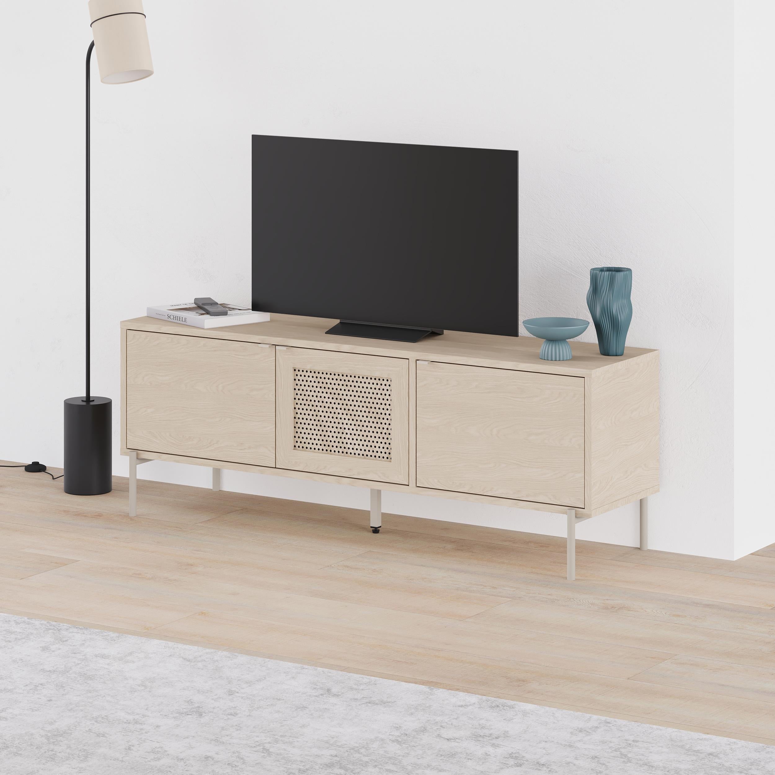 Decortieliving - Inca Modern TV Stand with Laser-Cut Door Sonoma Oak 140 cm