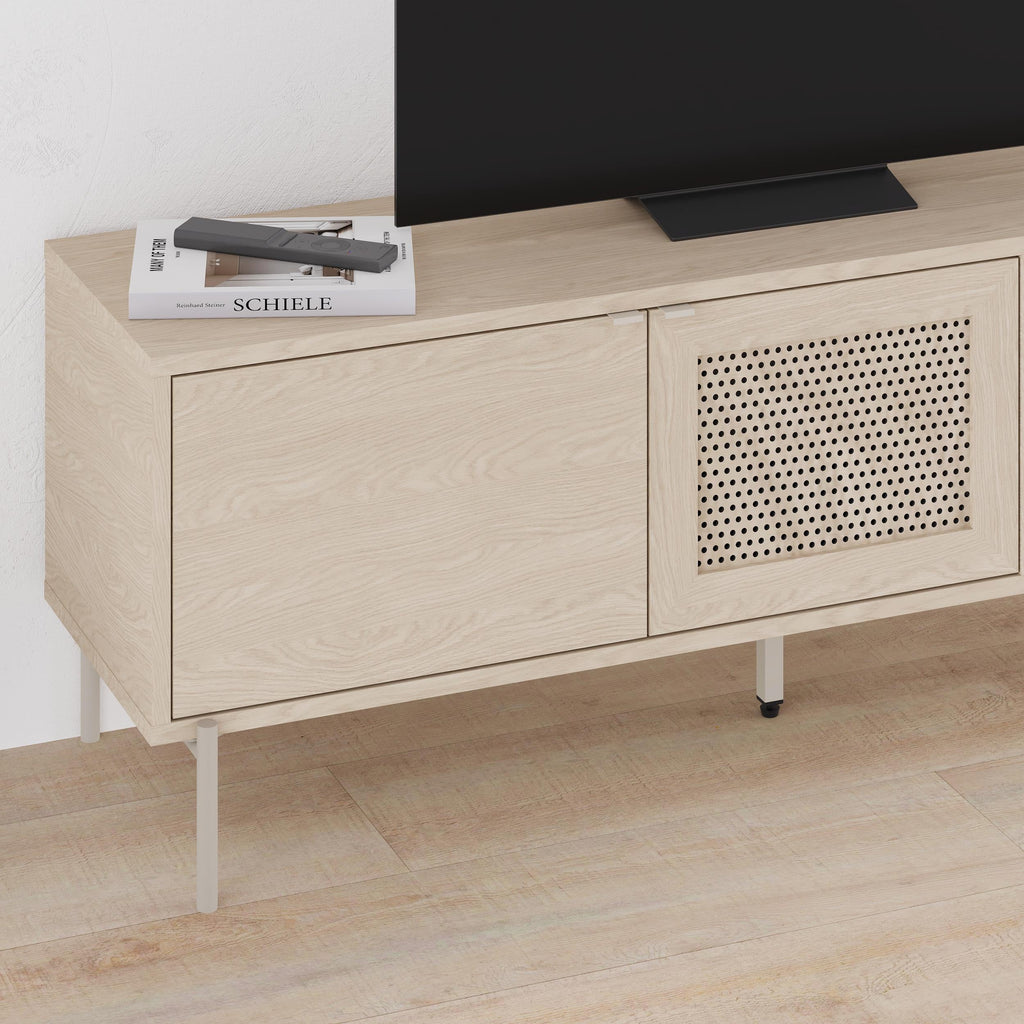 Decortieliving - Inca Modern TV Stand with Laser-Cut Door Sonoma Oak 140 cm