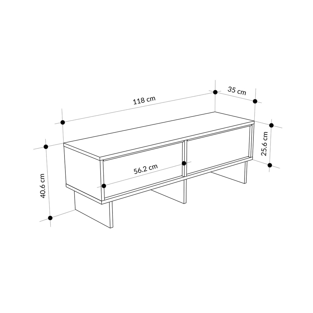 Meuble TV moderne Yuki avec rangement, 118 cm