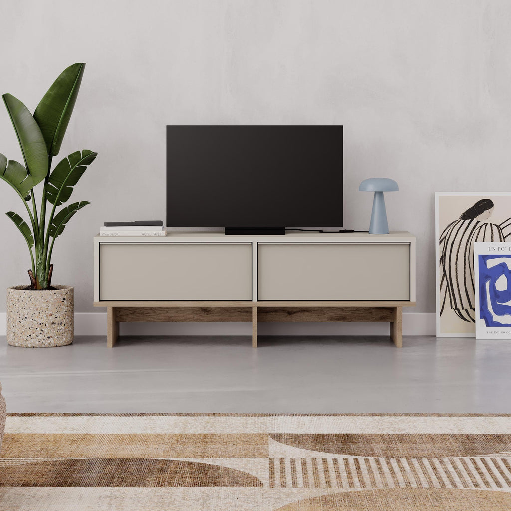 Meuble TV moderne Yuki avec rangement, 118 cm