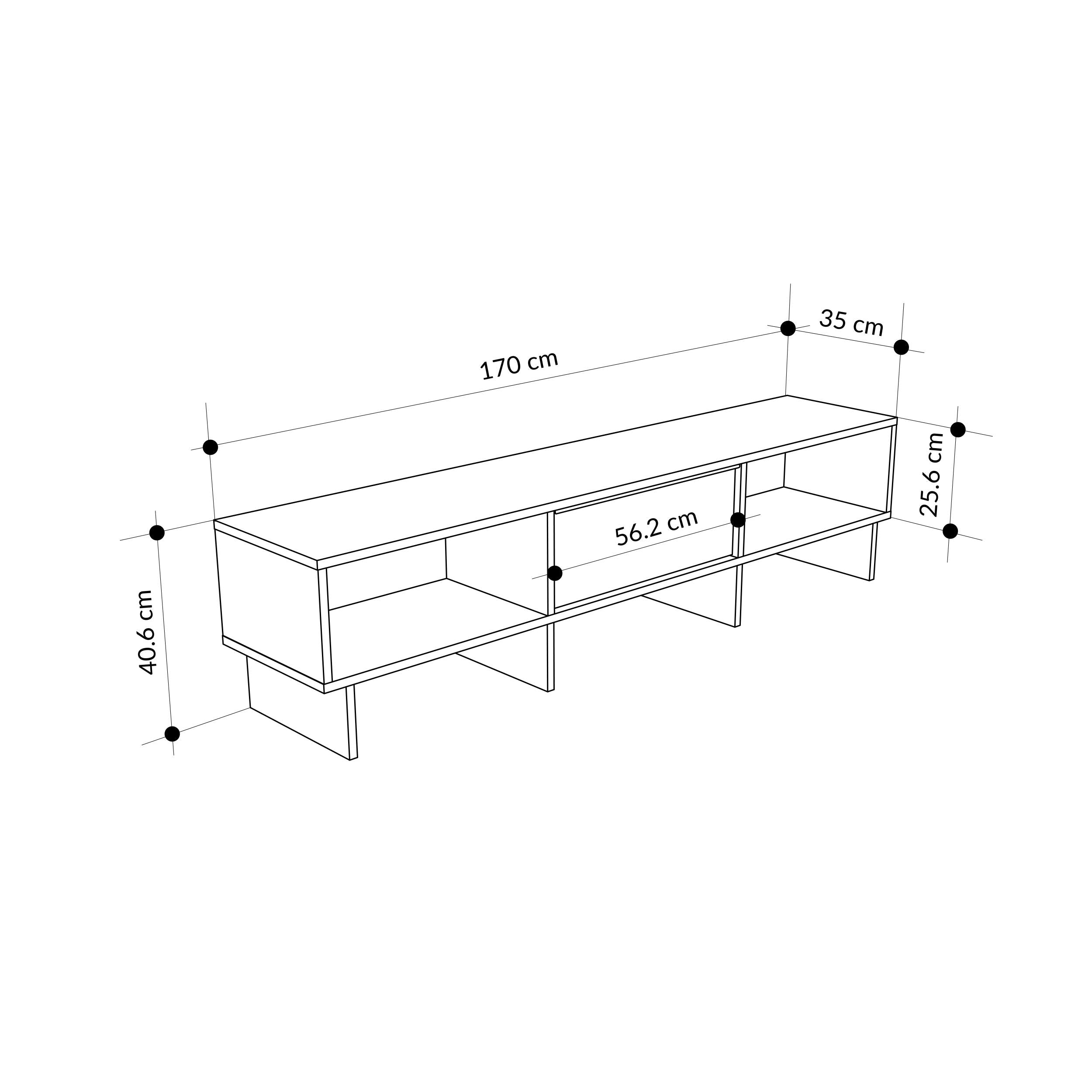 Meuble TV moderne Yuki avec rangement 170 cm