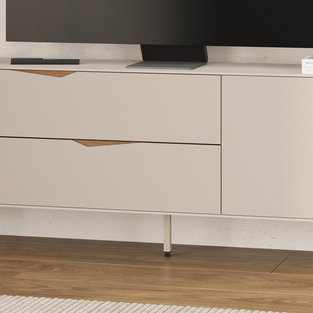 Decortieliving - Jaden TV Unit 2 Drawers 1 Door Sandstone 150 x 35 x 61 cm