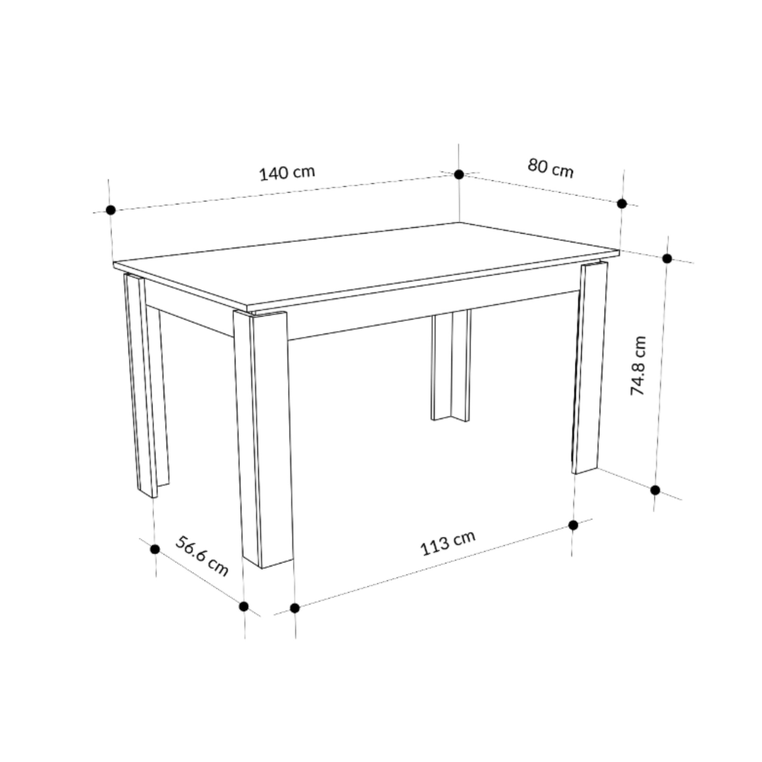 Table à manger moderne extensible Tolmen – Anthracite - 140/190 cm