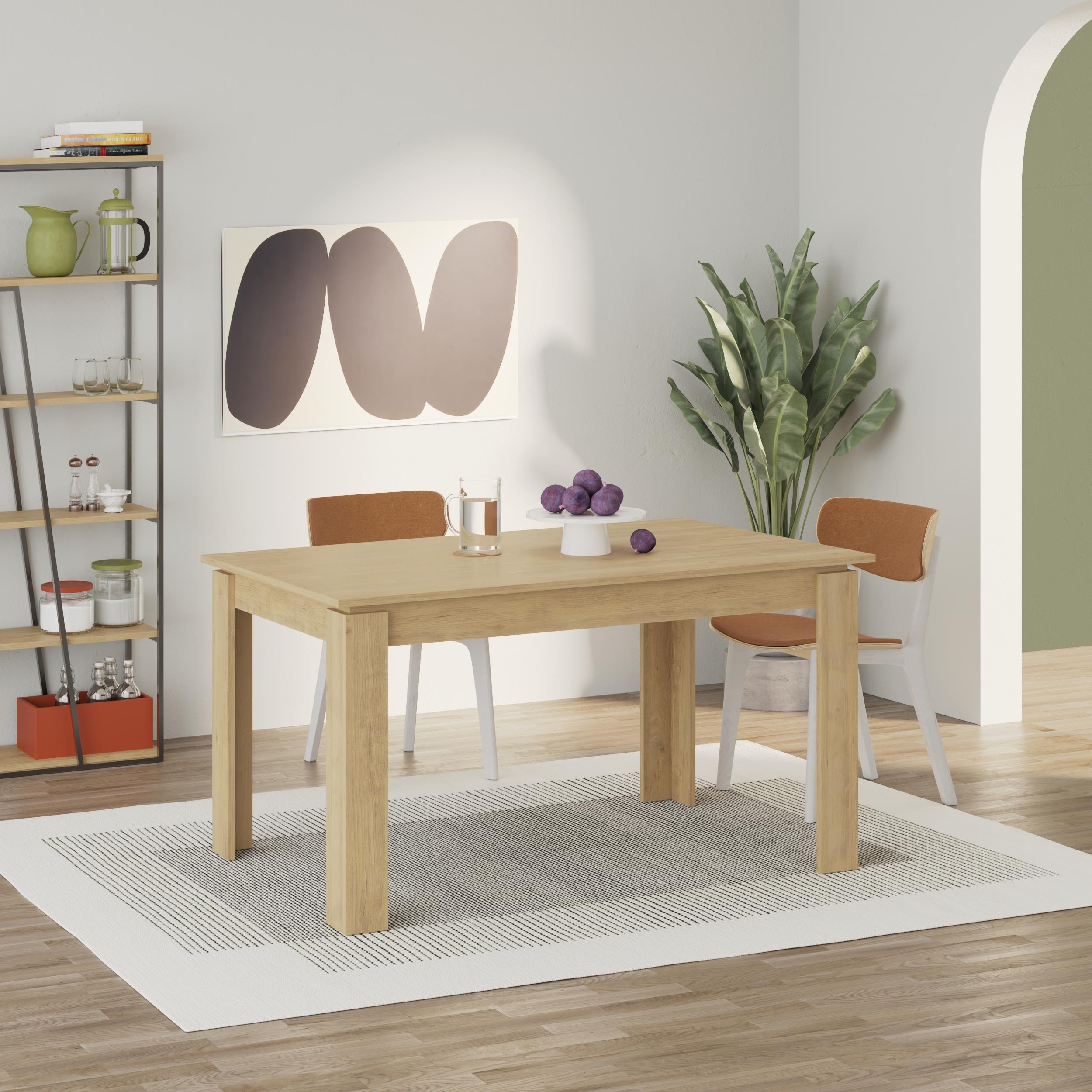 Table à manger extensible moderne Tolmen – Chêne Saphir - 140/190 cm