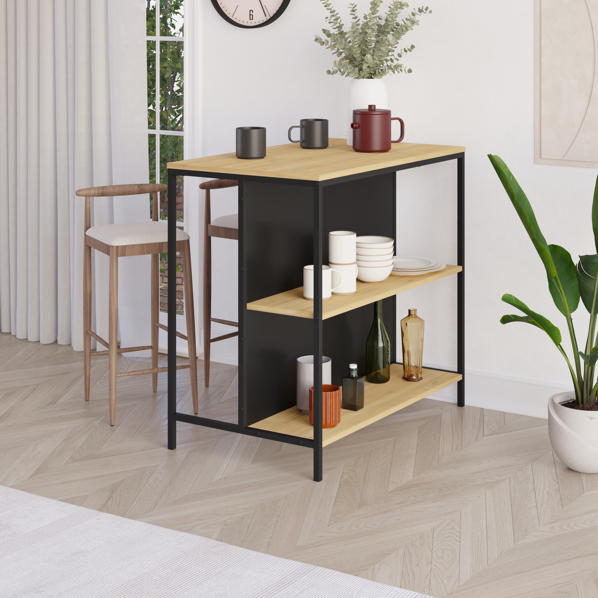 Table de bar Detroit – 100 cm avec étagères