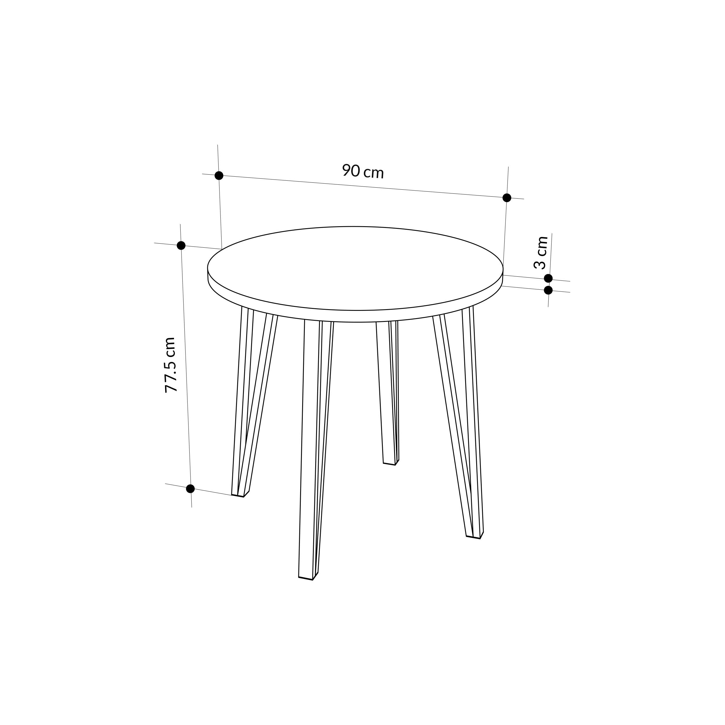Table à manger ronde Xana moderne – 4 places