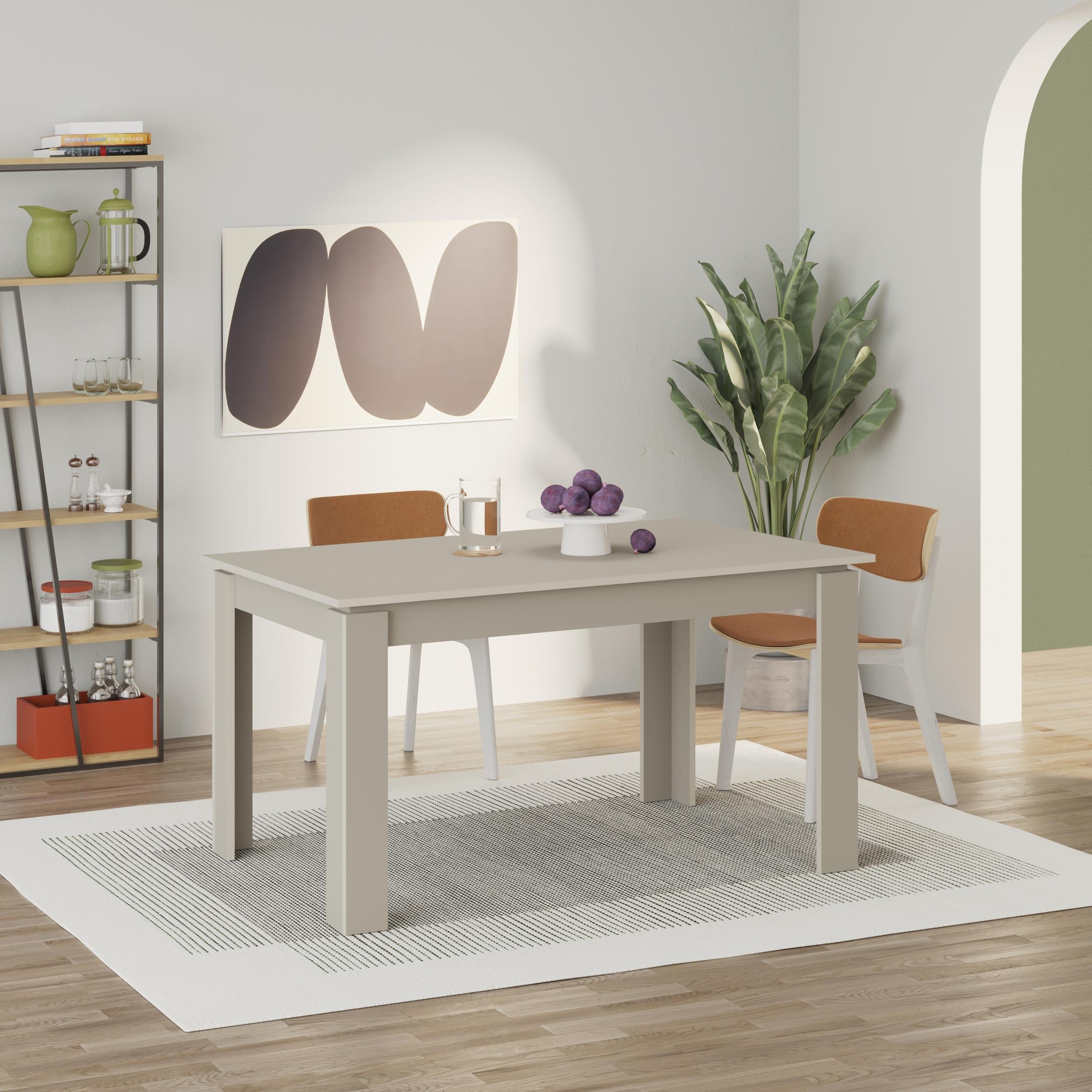 Table de salle à manger moderne extensible Tolmen – Grès - 140/190 cm